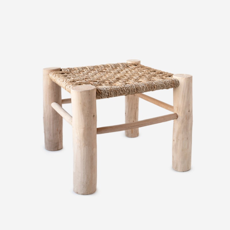 Stołek z włókien naturalnych 45x45x42 cm – ręcznie pleciony z juty, styl rustykalny i ekologiczny