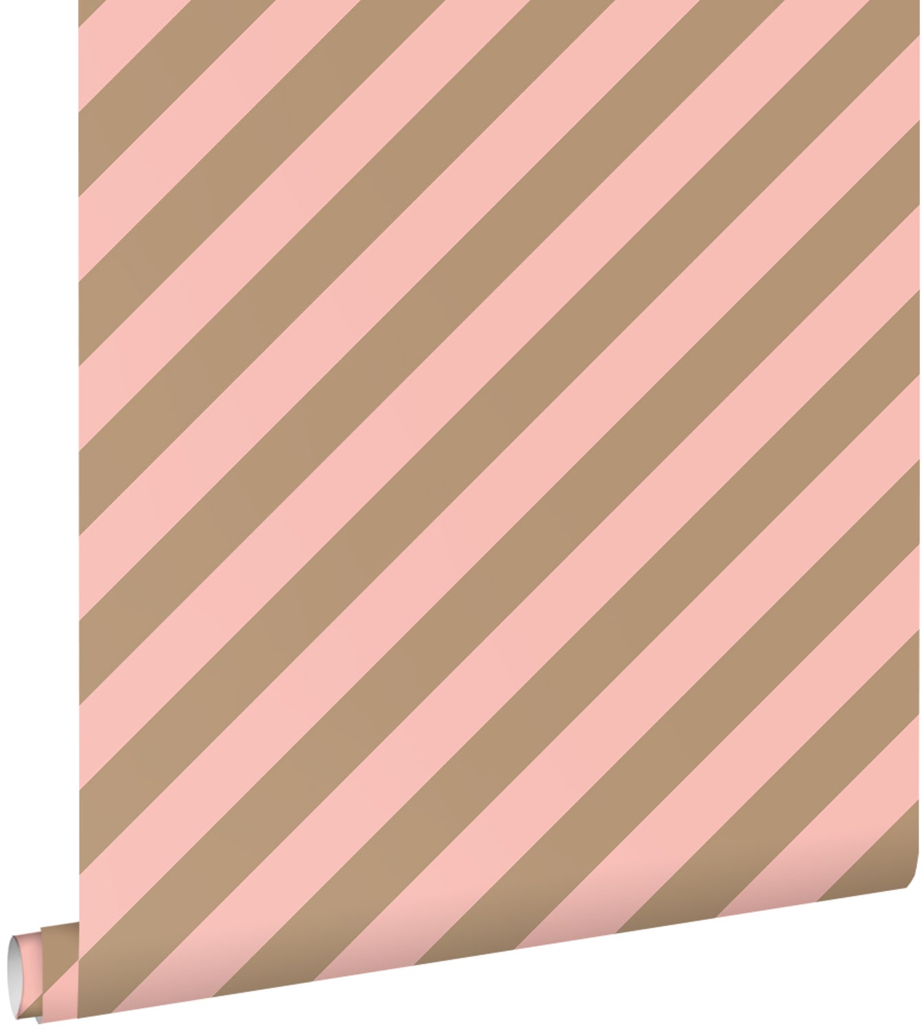 Tapeta paski różowymIbeżowo-brązowym - 50 x 900 cm - ESTAHOME