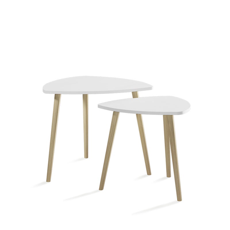 Vicco Stolik kawowy Twino, Biały/Sonoma, 48 x 45 cm Zestaw 2 sztuk