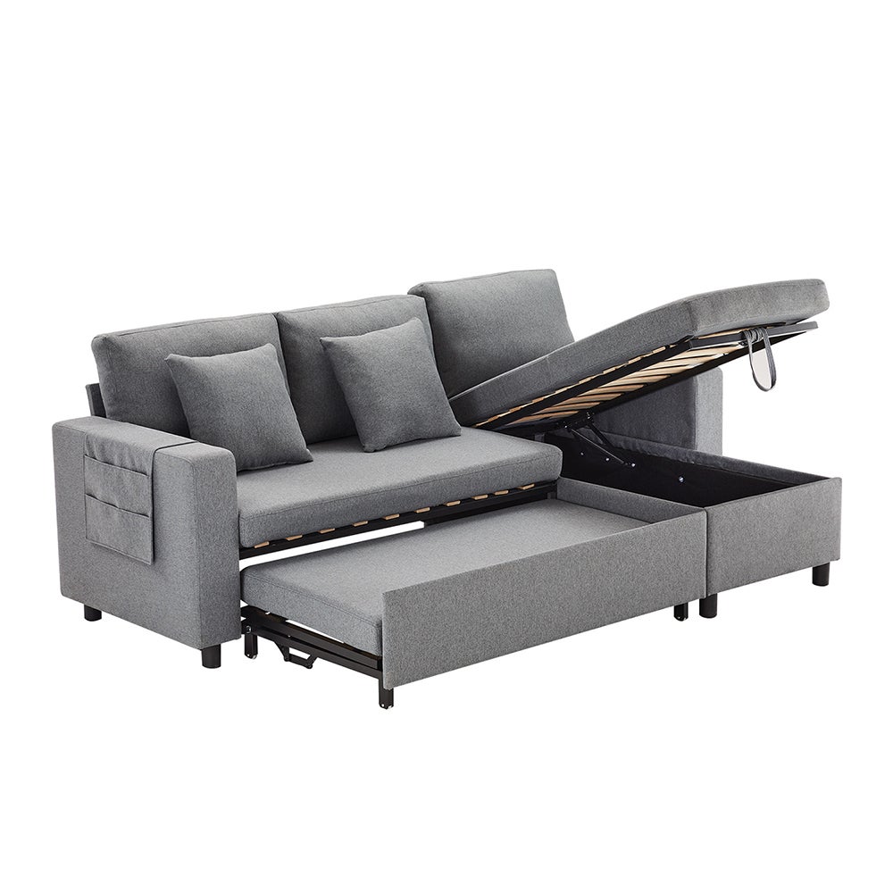 Canapé-lit Gigogne 3 En 1 - Avec Porte-gobelets Et Support Pour Telephone Canape Lit Fauteuil Ideal Pour Les Petits Espaces 83 X 167 X 76 Cm