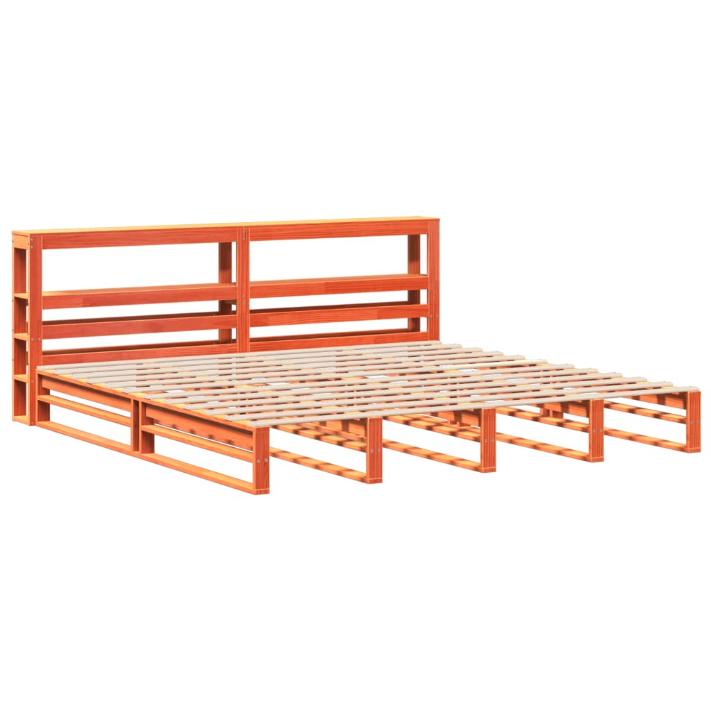 Cadre de lit sans matelas cire marron 180 x 200 cm bois de pin massif - 3