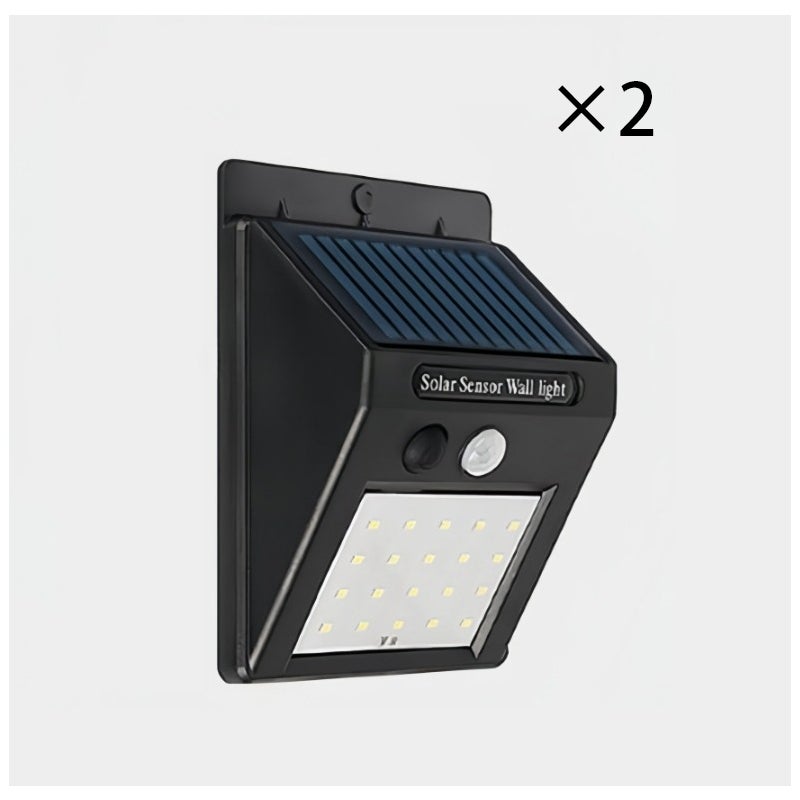 Zestaw 2 lamp solarnych LED z czujnikiem ruchu, oświetlenie zewnętrzne do ogrodu, na ścianę i taras, lampa bezpieczeństwa 90 lm