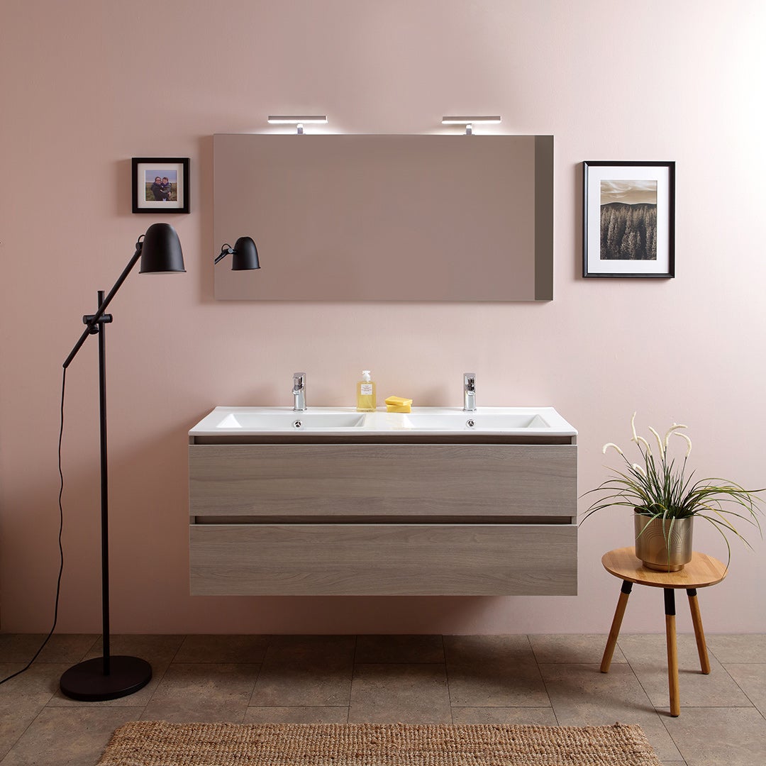 MUEBLE DE BAÑO DE 120 CM CON DOS COMPARTIMIENTOS Y DOBLE LAVABO