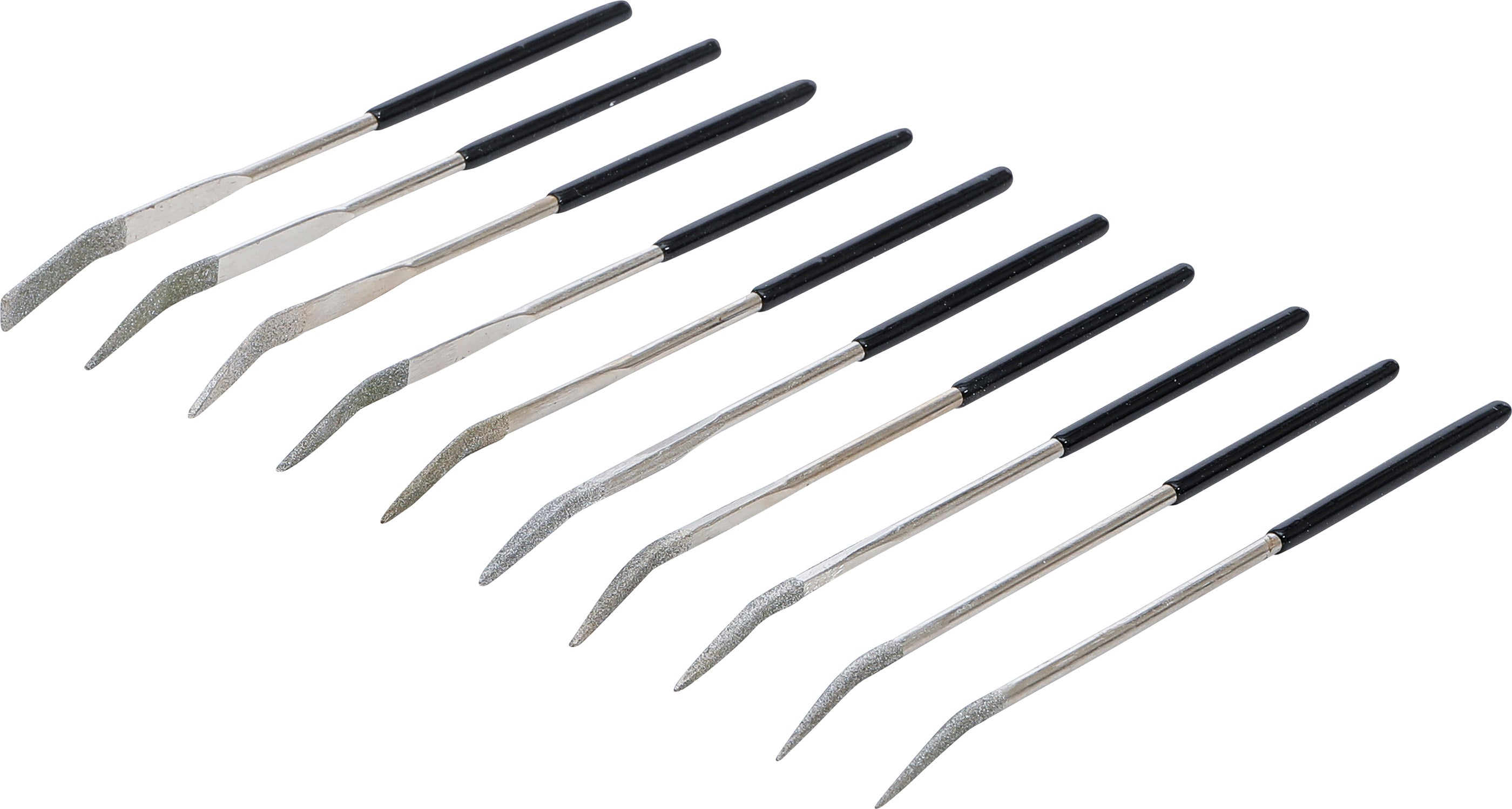 Juego de limas de diamante dobladas | curvas | 140 x 3 mm | 10 piezas