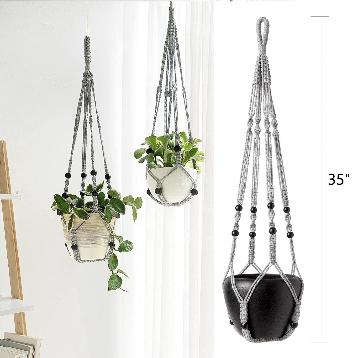 Paquete de Soportes para macetas colgantes de macramé para