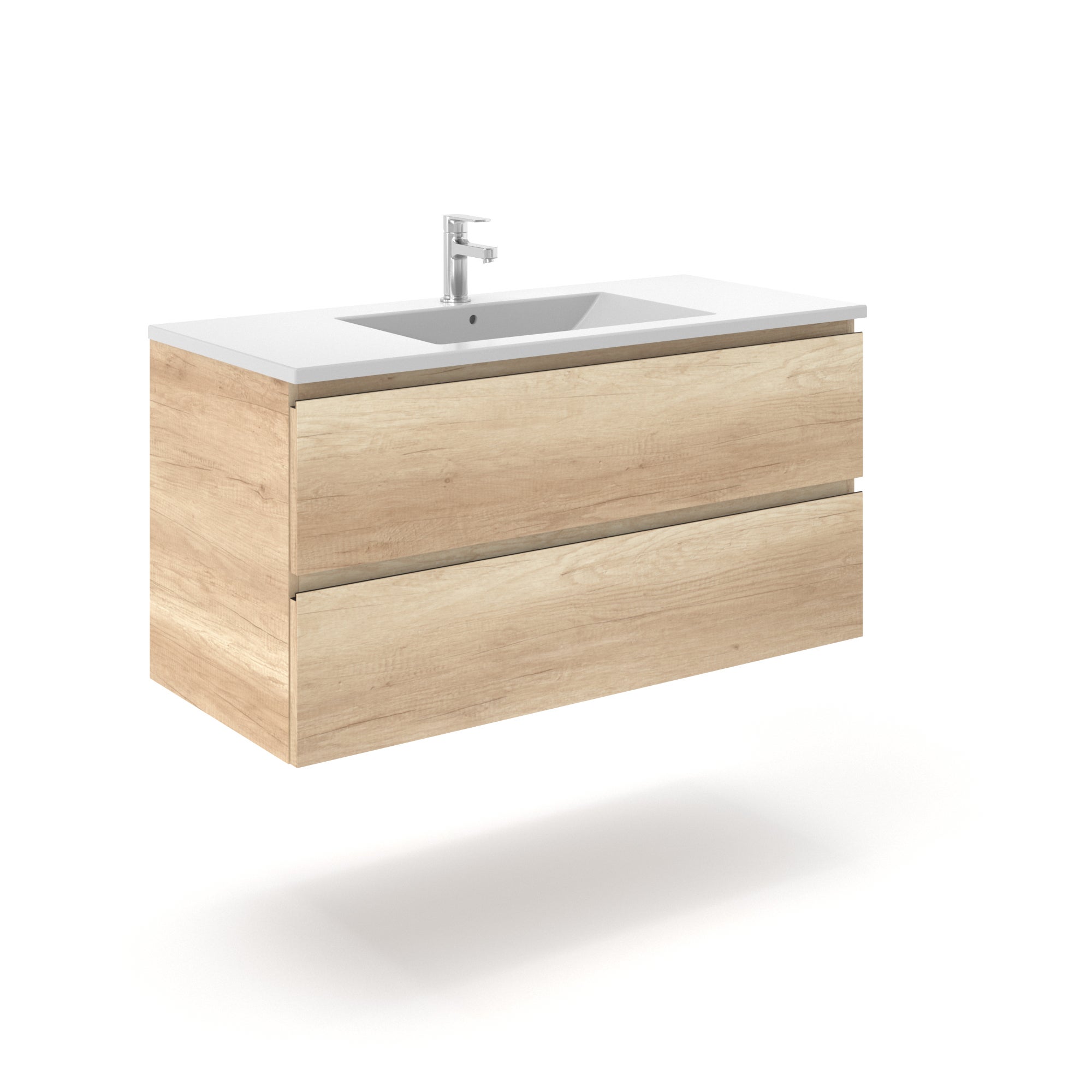 Mobile Da Bagno Con Lavabo Con Cassetti Cm Rovere Noce Rail Leroy Merlin