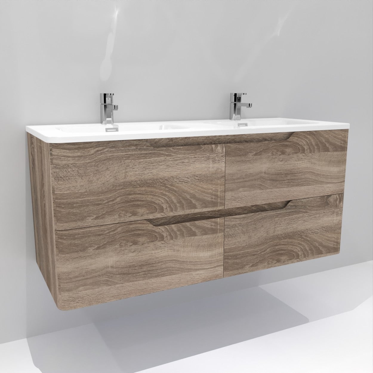 Meuble double vasque LUNA Bois foncé 120cm avec Miroir Lite - 2