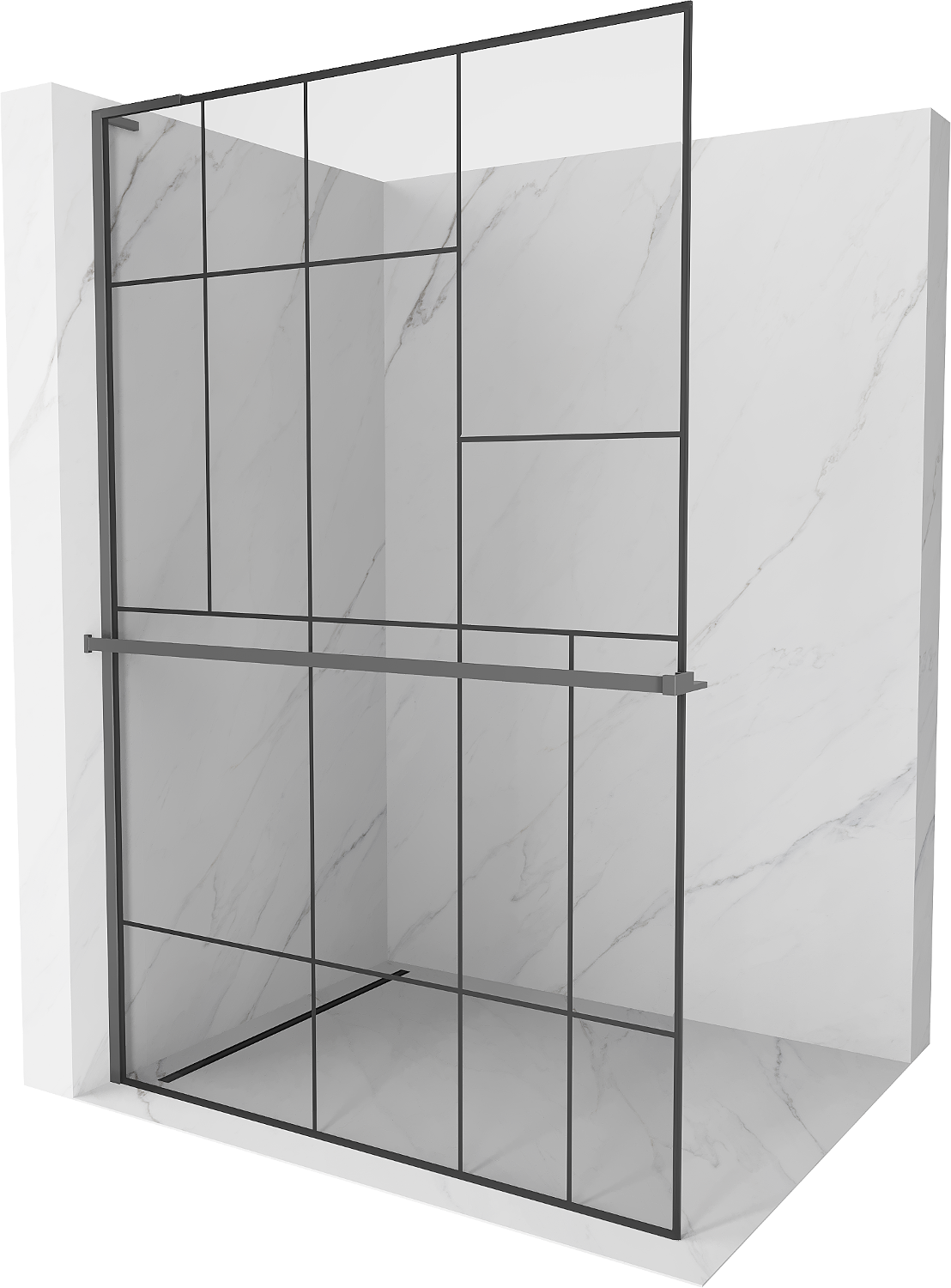 Mexen Kioto+ L ścianka prysznicowa z półką Walk-in 100 x 200 cm, czarny wzór, gun metal - 800-100-123-95-78