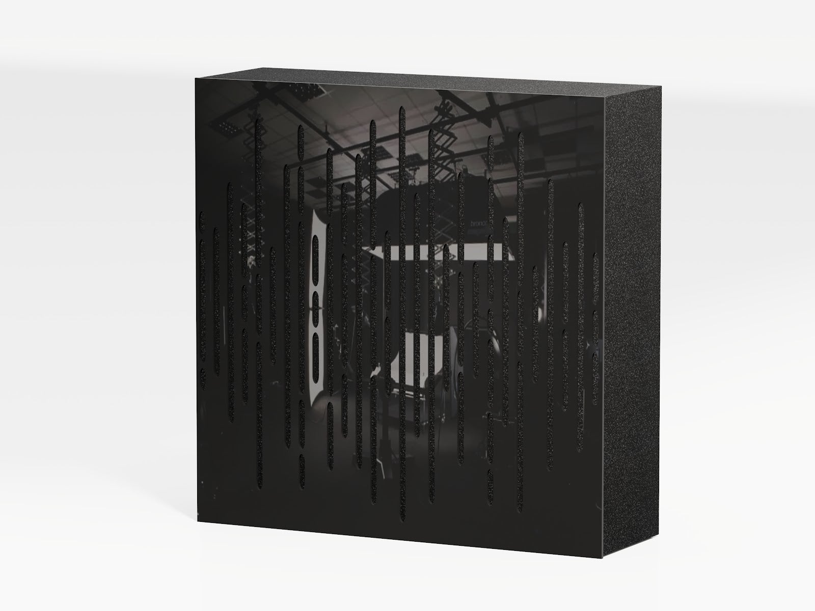 Lot de 2 Panneaux acoustiques AbFuser VELAR absorbants-diffusants 50x50x10cm -0,5m² surf.tot -Plastique perforé et mousse acoustique -Noir brilliant - 2