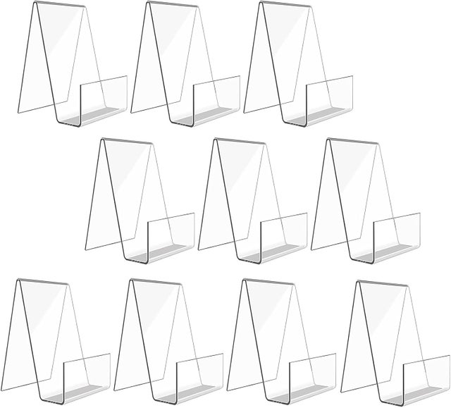 Présentoir 10 pièces, serre-livres en acrylique transparent, pour exposer livres, cahiers, disques