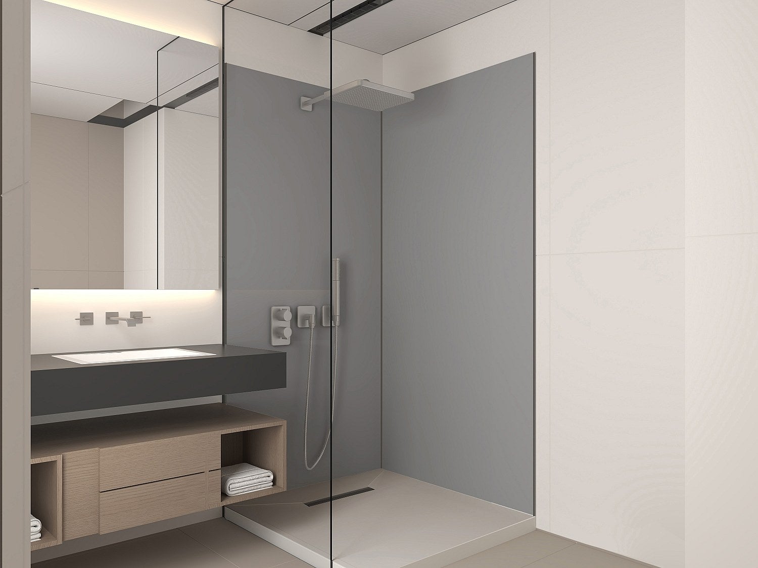 Zestaw 2 łazienkowych paneli ściennych z profilami – 2 × 90 × 210 cm (szer. × wys.) ITZIAR