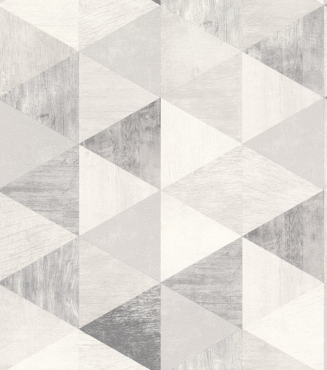Rasch Papier peint 213539 - Papier peint papier clair avec motif graphique de triangles imitation bois en blanc et gris