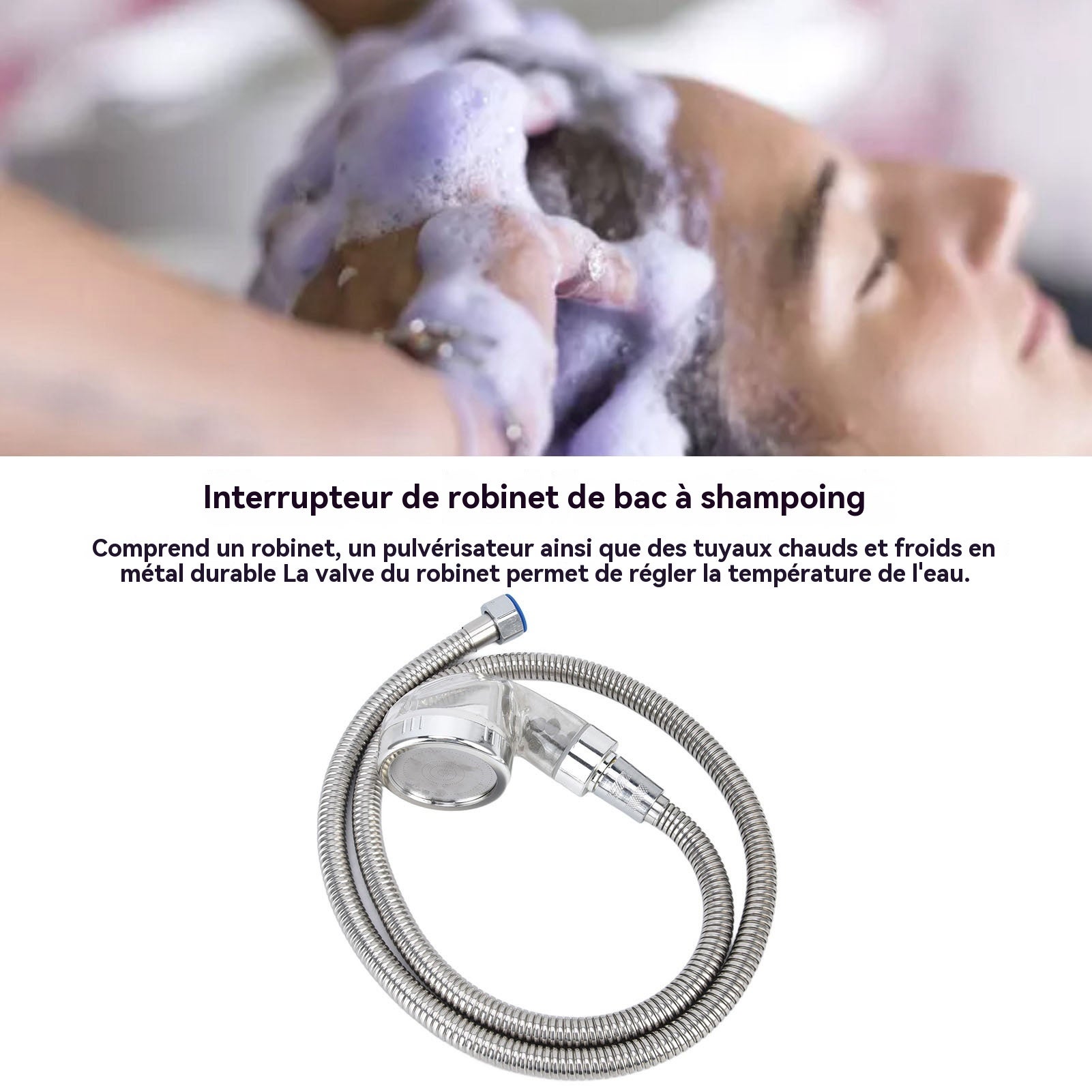 Conjunto torneira misturadora + spray cromado para lavatório SPA cabeleireiro barbearia - 5