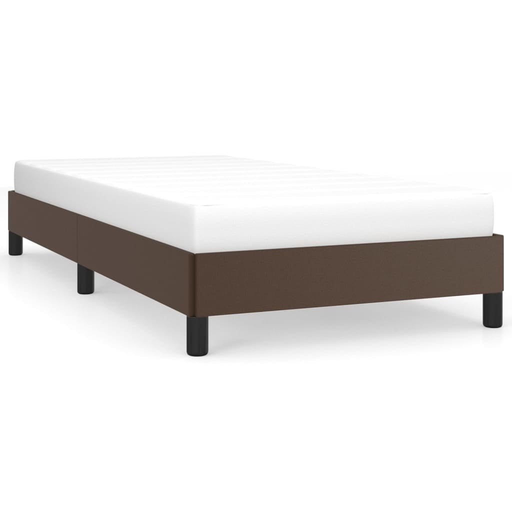 Cadre De Lit Avec Tête De Lit En Tissu Marron Foncé - 90x190 Cm - Style Moderne Et Cosy