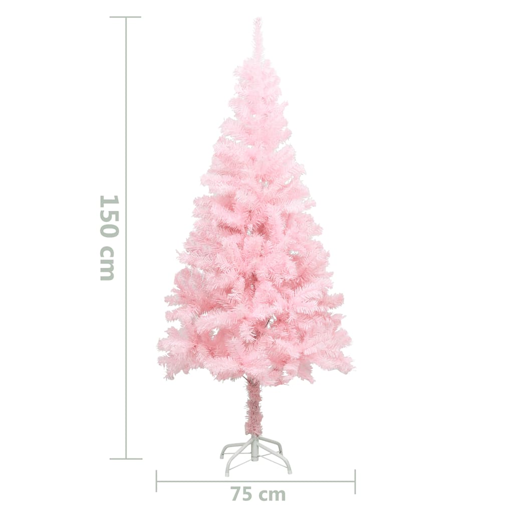 Maison Exclusive - Albero di Natale Artificiale Sottile con Base Rosa 150 cm PVC - 5