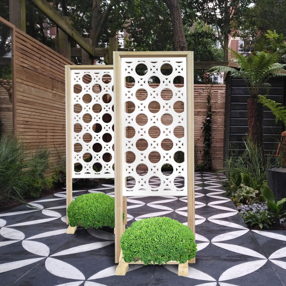 NOTTINGHAM - Ścianka działowa - wolnostojący modułowy parawan - 70x190 cm - Wykonana z drewna i PVC, kolor wnętrza biały