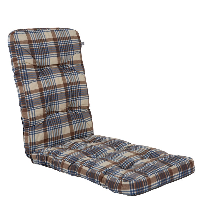 Poduszka na fotel ogrodowy 155 x 48 cm Cordoba Plus niebieski/brązowy krata PATIO