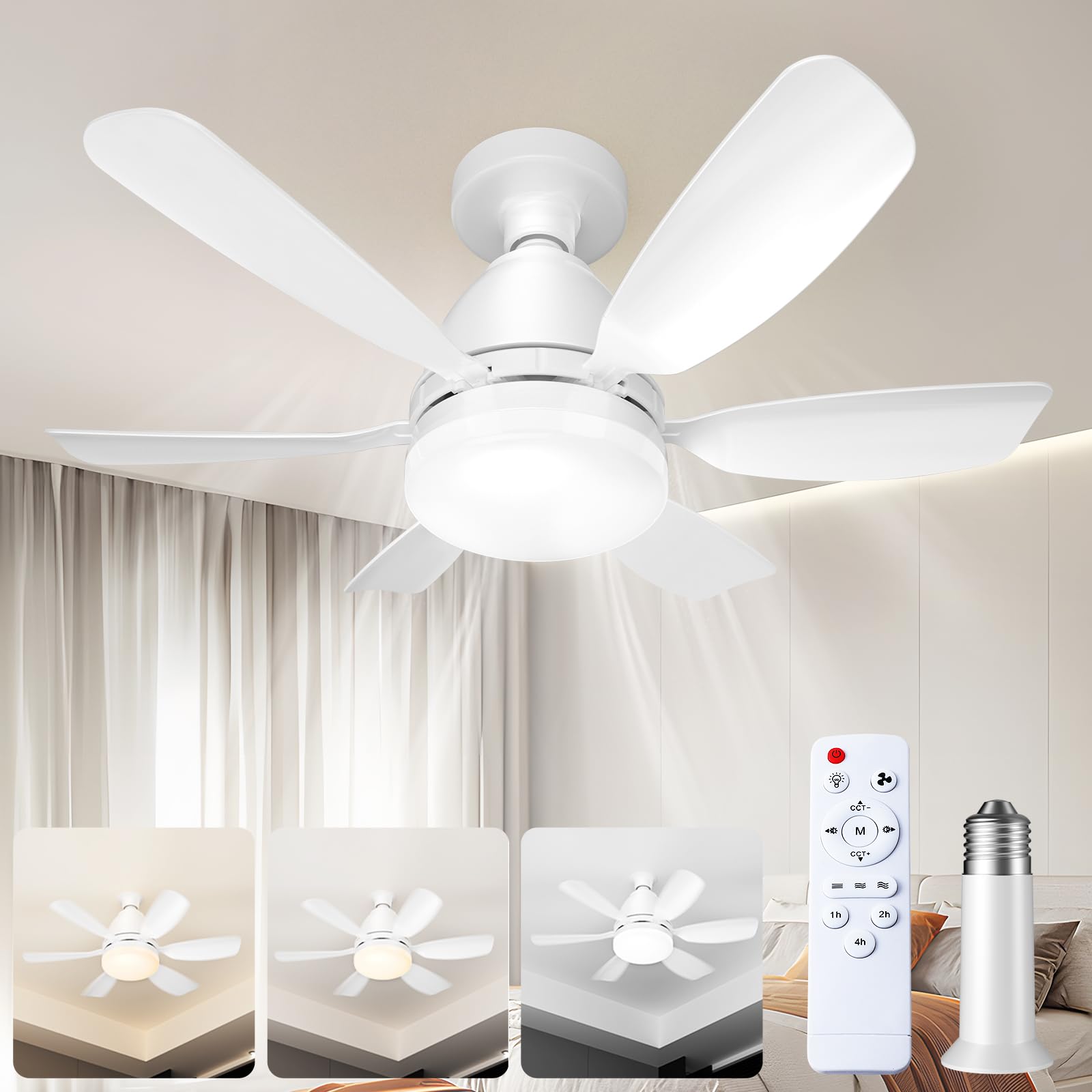 Ventilatore da soffitto Roadtime RGB da 47 cm con luce, dimmerabile con