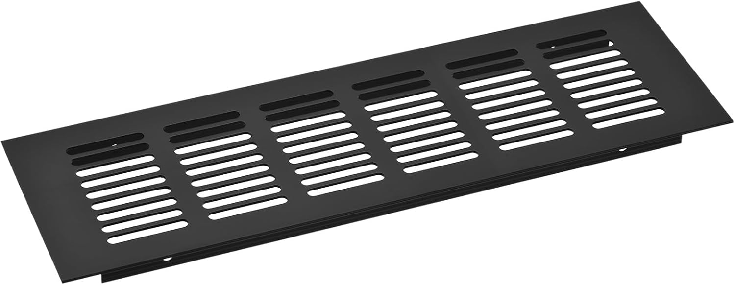 Czarna kratka wentylacyjna 50 x 250 mm, 1 ozdobna kratka ze stopu aluminium, kratka wentylacyjna, kratka odprowadzająca ciepło