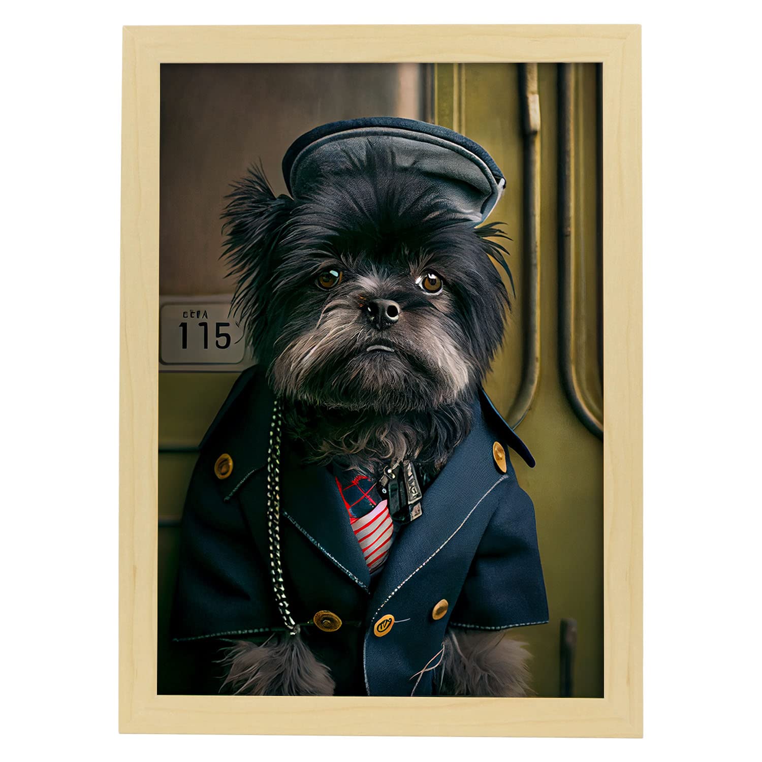 Nacnic lámina affenpinscher amable en estilo fotografía a todo color divertidas ilustraciones de animales con ropa humana diseño y a3 marco madera