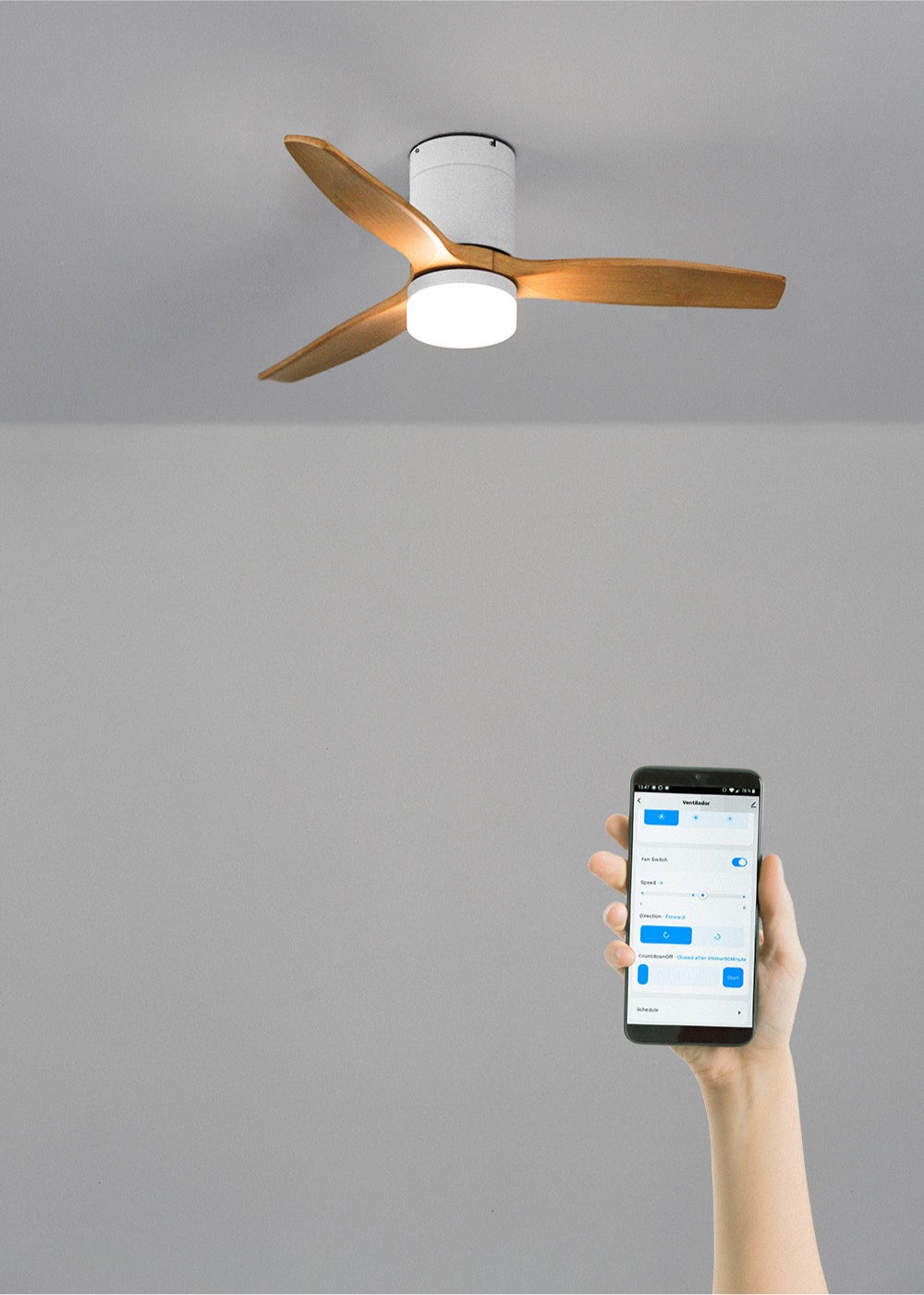 CREATE - WIND CALM S - Ventilateur de plafond silencieux 40W avec pales techniques en ABS Ø112 avec eclaraige avec wifi - 3