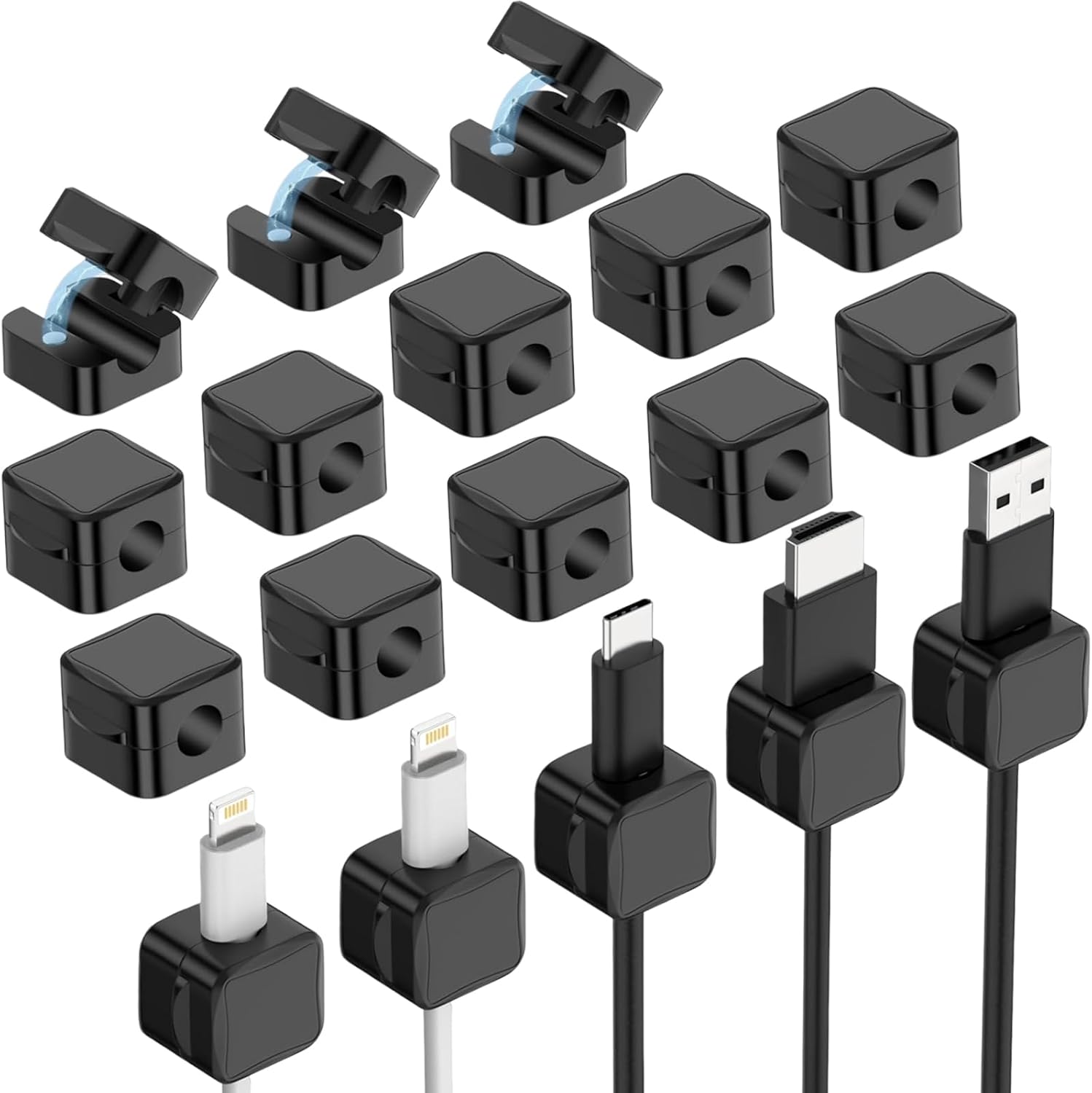 18 pezzi di organizer per cavi magnetico autoadesivo, potente gestore adesivo per cavi telefonici, supporto adesivo forte per caricabatterie (nero) | Leroy Merlin