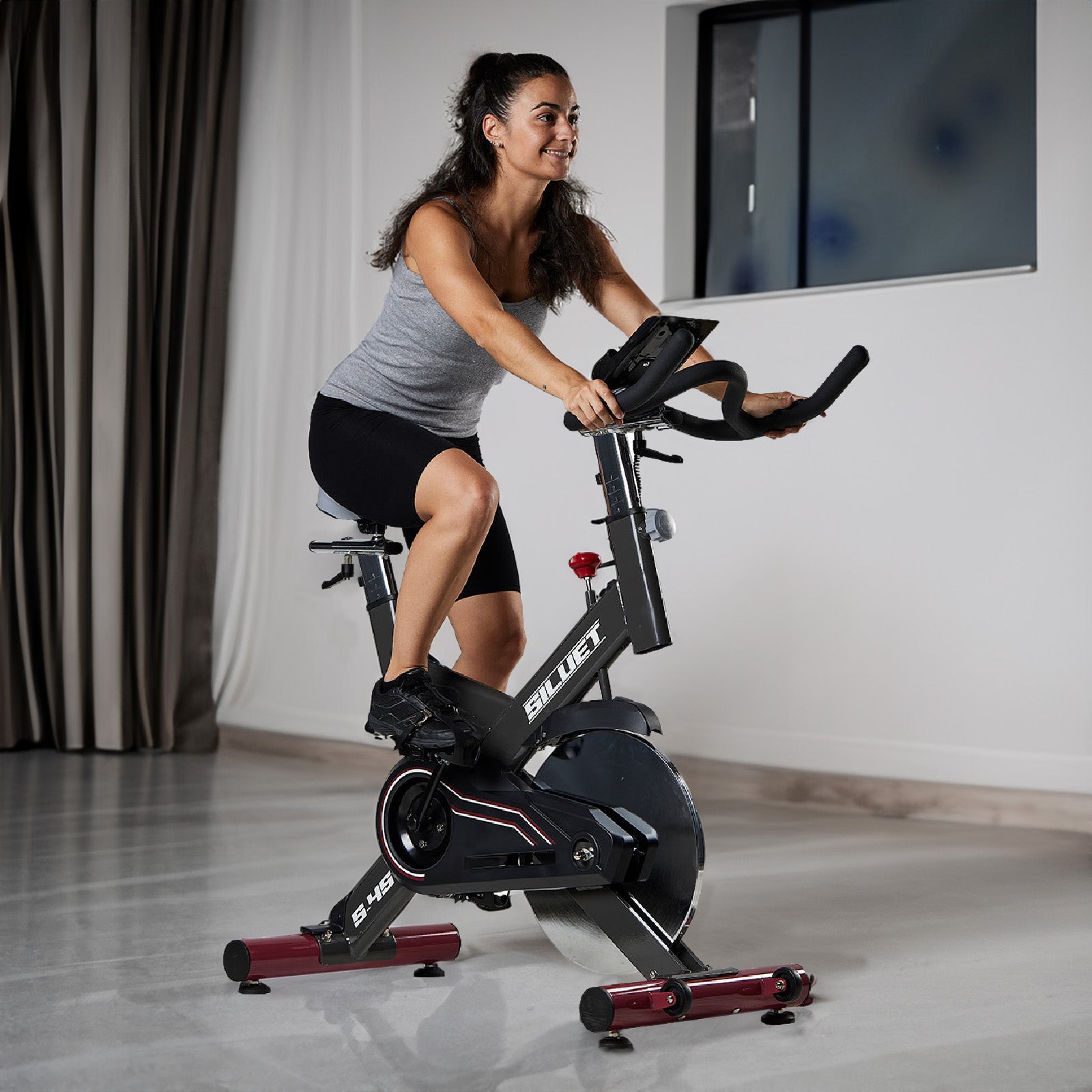 Bicicleta de Ciclo Indoor Siluet S-4S 115x51x119 cm 7 funções, pulsómetro, inércia de 18 kg e resistência regulável - 2