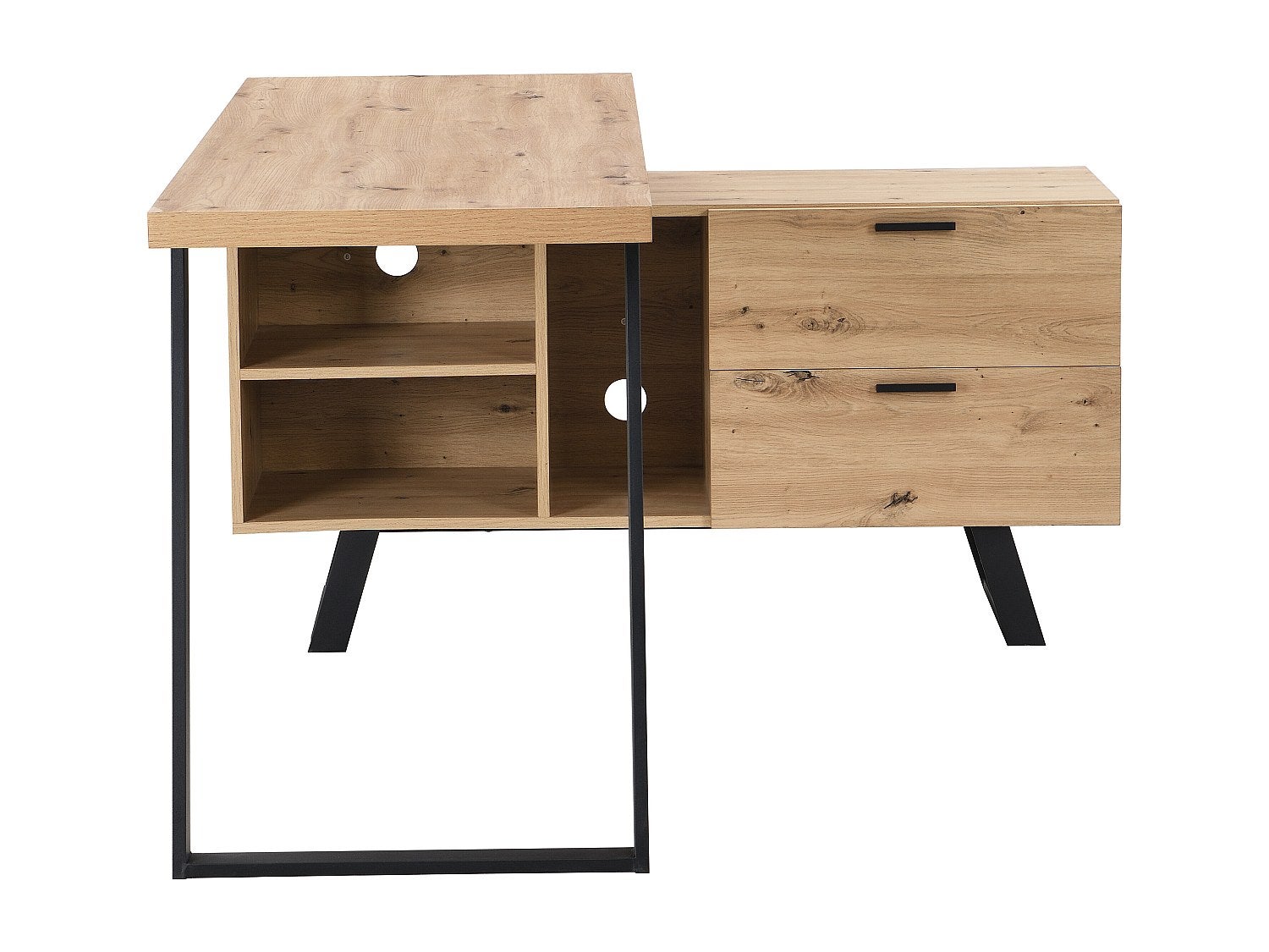 Bureau d'angle avec rangements - MDF - Coloris : Naturel et noir - NAYARO - 5