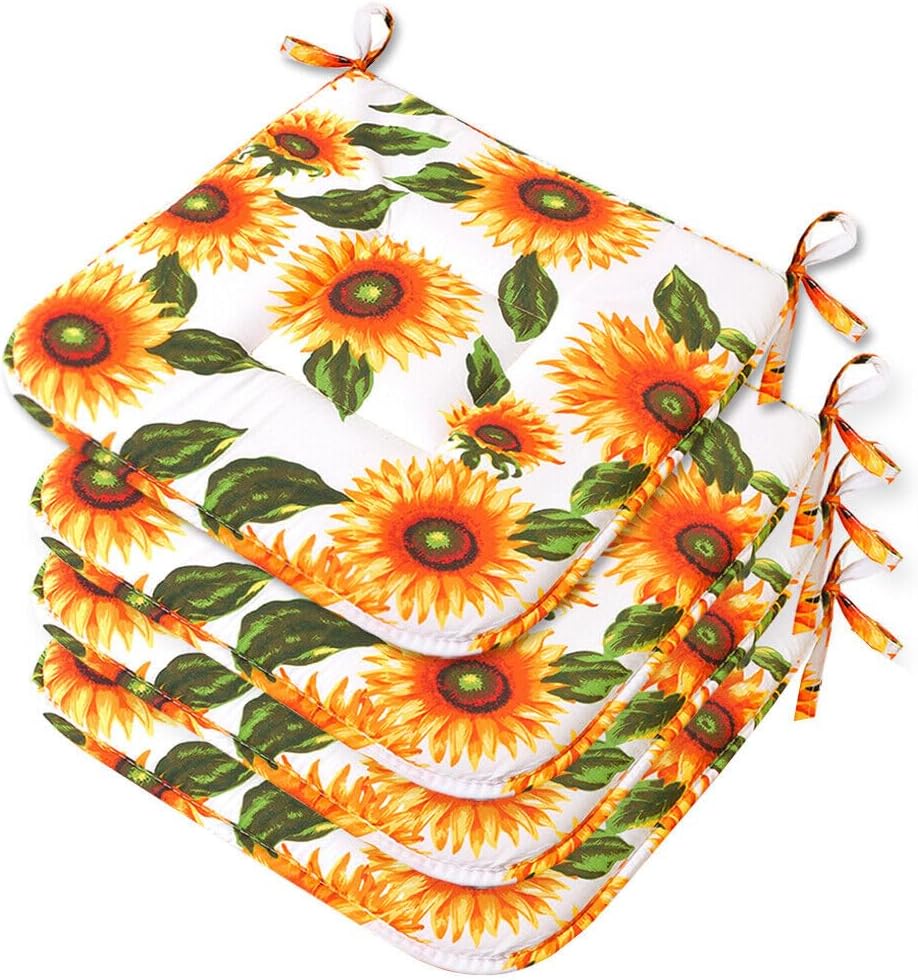 Set di 4 cuscini per sedia, cuscini per sedia da cucina con lacci, cuscino per sedile in memory foam, cuscino per sedia da giardino antiscivolo, per cucina, sala da pranzo, giardino