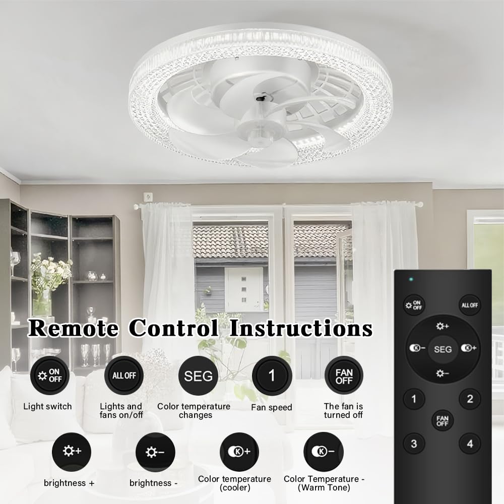 Lampe Ventilateur Plafond,Luminaire Ventilateur Plafonnier,Lustre Silencieux Silencieux Avec Lumiere et Telecommande,Ventilo Plafond Avec Lumière - 2