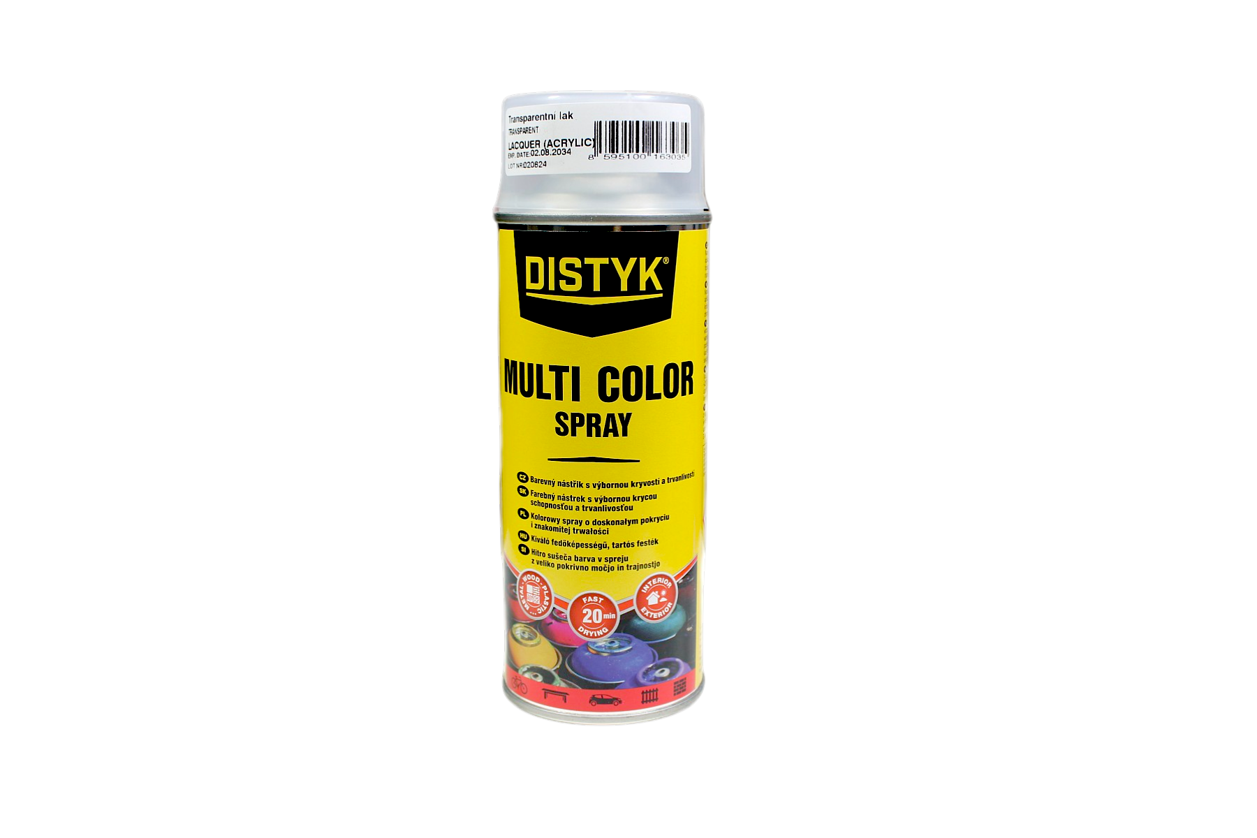 Lakier przezroczysty spray DISTYK 400ml Multi Color wysoki połysk, odporny na UV i deszcz