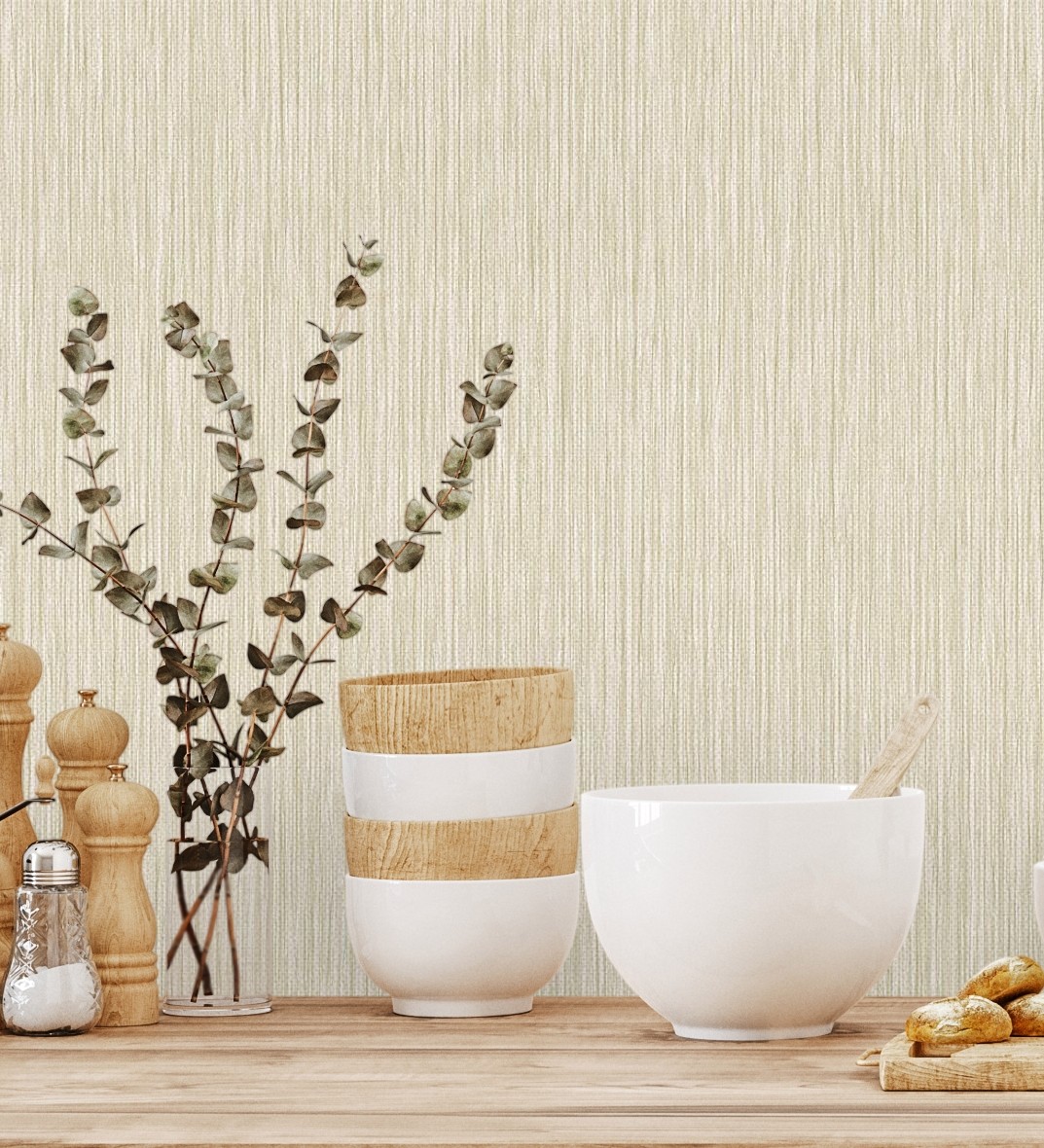 Papel pintado vinílico lavable efecto fibra vegetal con textura en relieve - saratov texture 676384 de gaulan - rollo de 10 m x 1,06 m