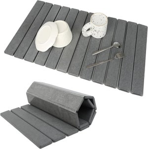 Tappetino Scolapiatti In Pietra Di Diatomee Con Supporto In Bambù - Assorbimento Rapido E Design Opaco Per Cucina (Naturale) - 5