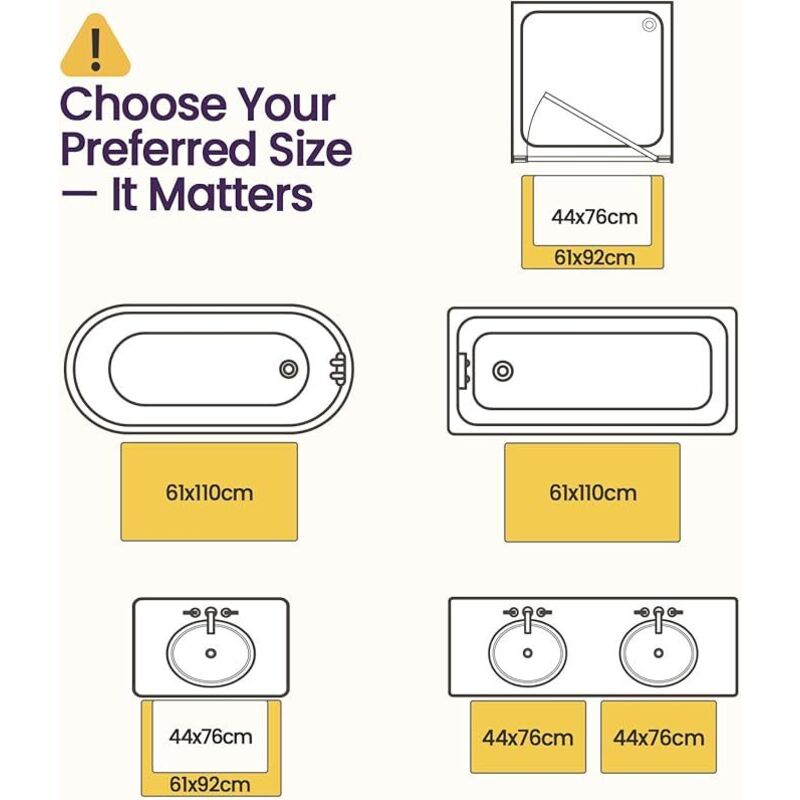 Tapis Salle de Bain Antidérapant 5080cm , Super Absorbant, Design Moderne, Lavable en Machine, pour Baignoire, Douche, Chambres, Beige - 2