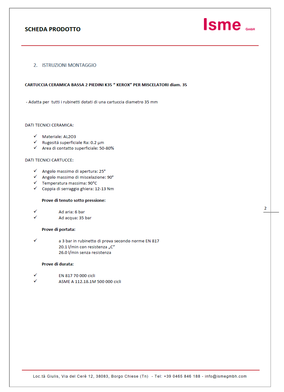 480019 Schläfer | Cartouche de robinet mélangeur Cartouche de remplacement en céramique de 35 mm pour mélangeur à levier unique bas avec 2 pieds - 8