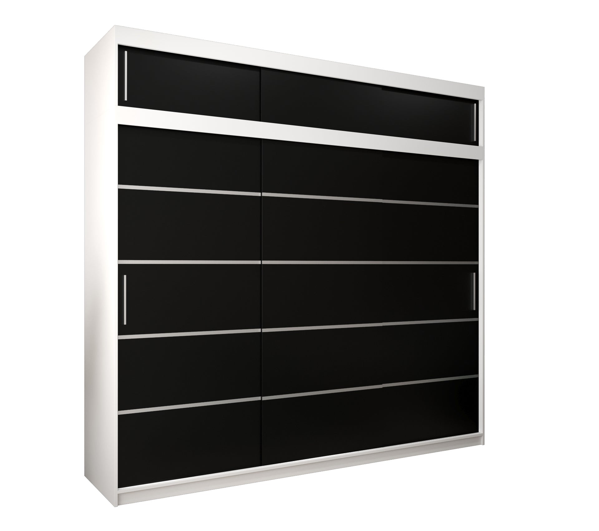 Szafa przesuwna z nadstawką garderoba Verona 1 250 x 62 x 240 cm Biały + Czarny - Abiks Meble