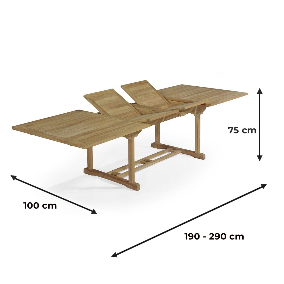 Table de jardin extensible rectangulaire en Teck Marron 14 places - 8