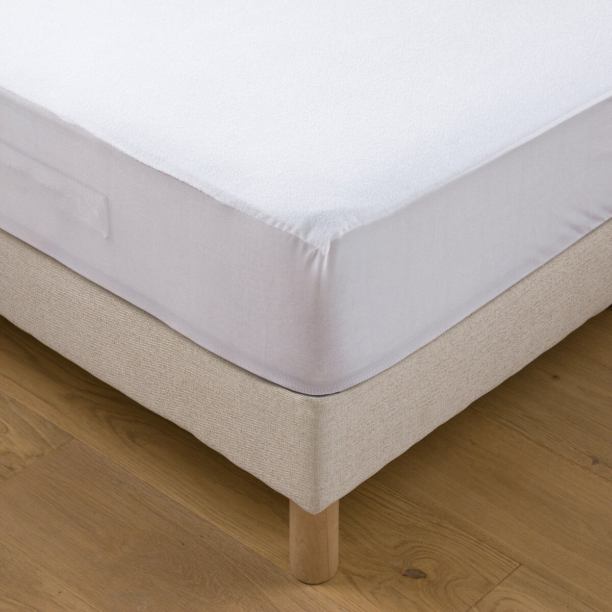 Protège Matelas 160x200 Cm 100% Coton Bouclette éponge - Imperméable Blanc - Drap Housse élastique - Lavable 40°C