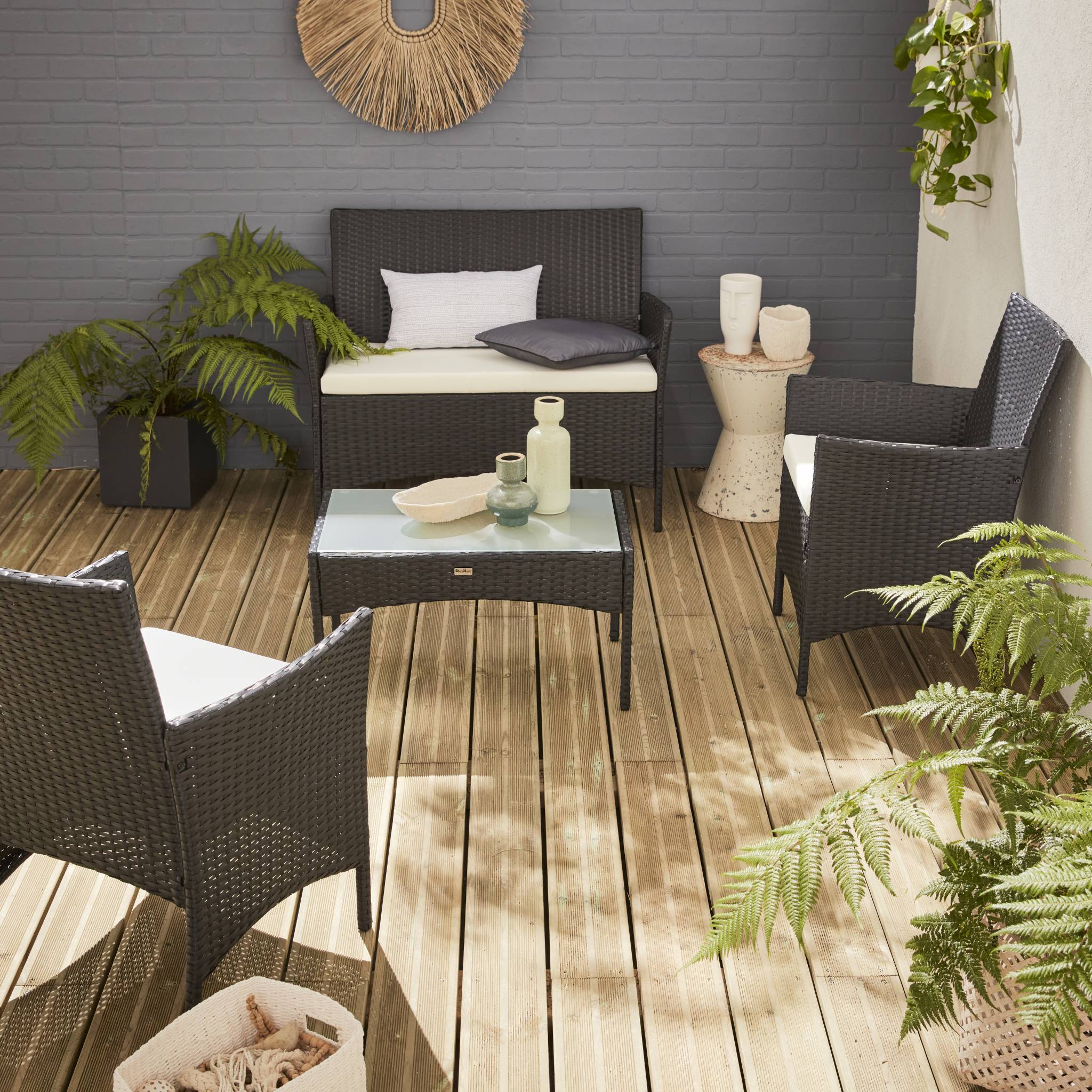 Salon bas de jardin en Acier Blanc 4 personnes - 2