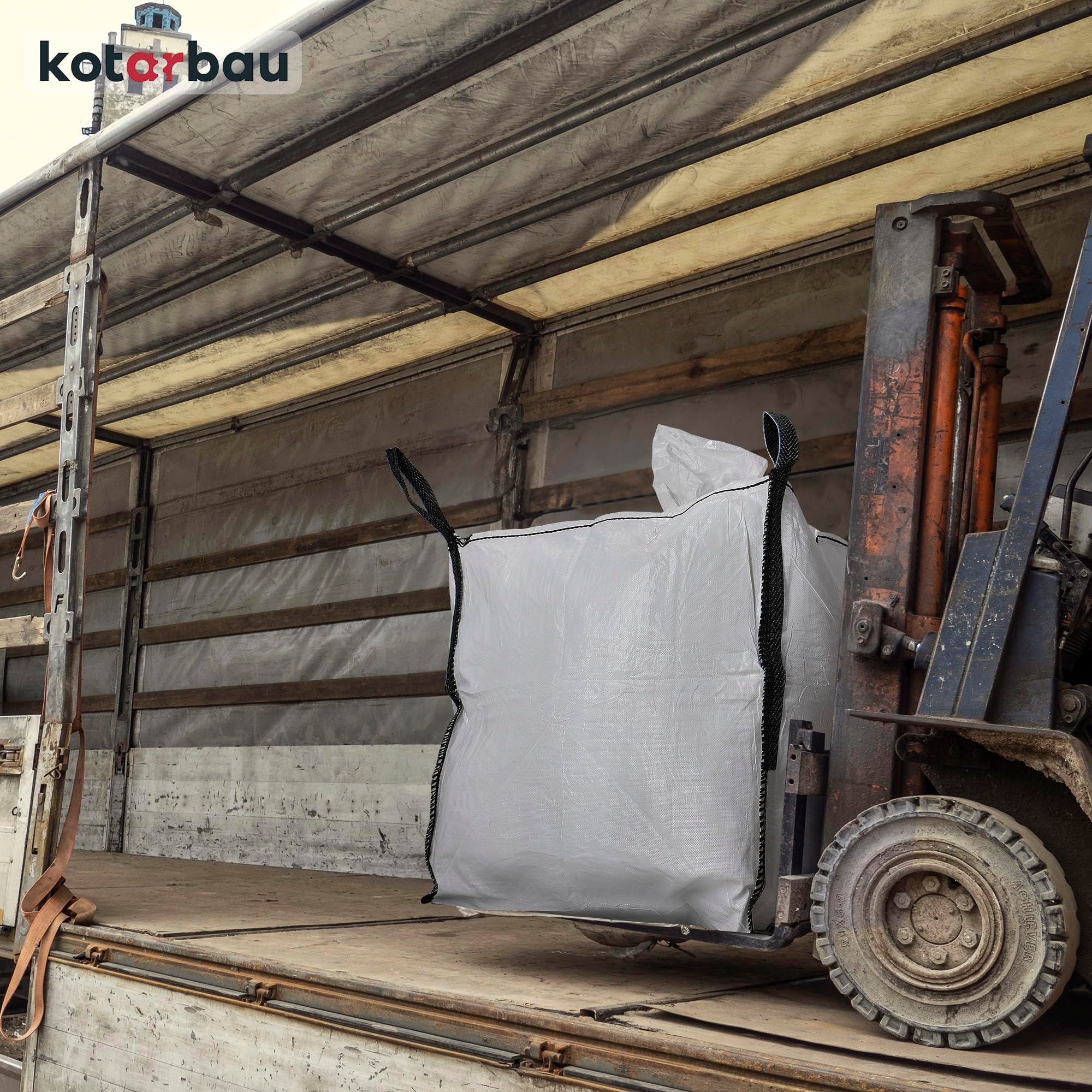 Sac Big Bag Vide, Sac Gravat Chantier 90x90x90 cm 500 kg avec trémie de vidange et goulotte 2 pièces - KOTARBAU - 2