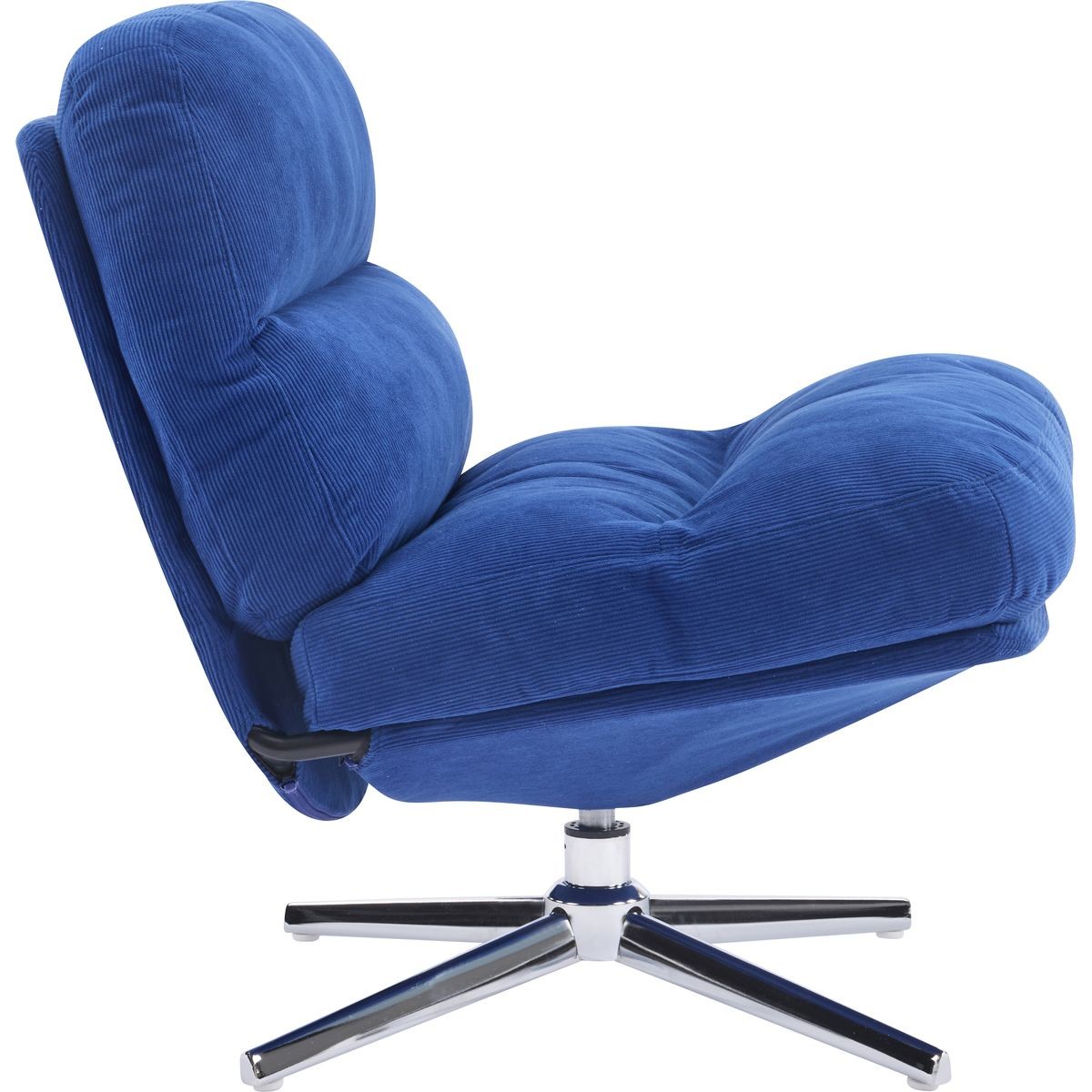 Fauteuil pivotant en velours côtelé bleu électrique et piètement chromé - Julia - 4