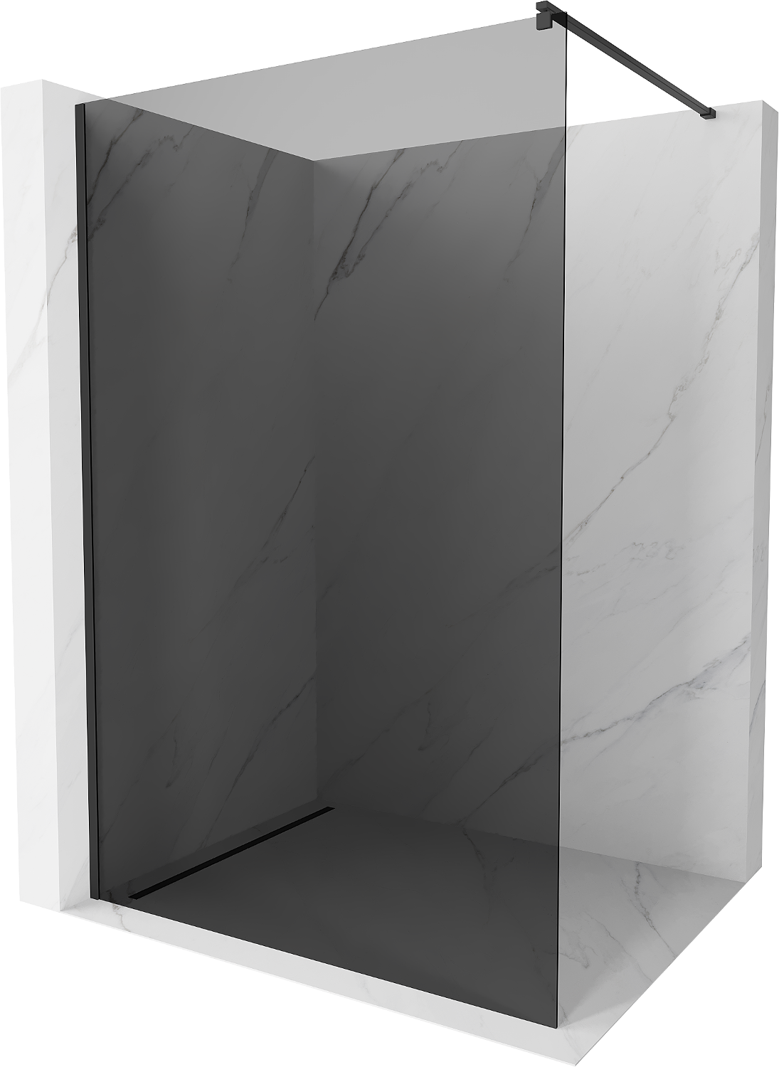 Mexen Kioto ścianka prysznicowa Walk-in 100 x 200 cm, grafit 8 mm, czarna - 800-100-101-70-40
