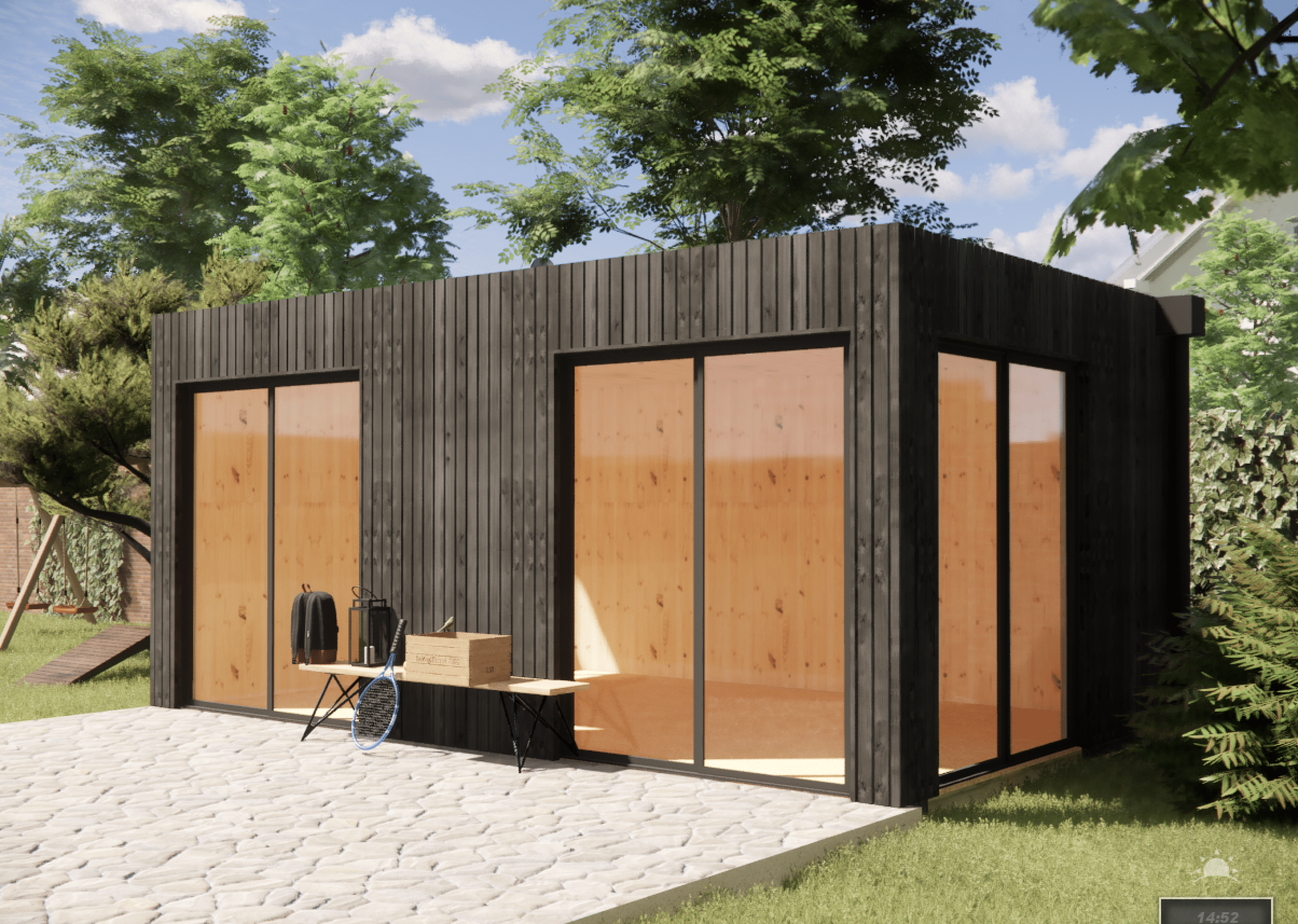 Annexe de jardin bois en bois 5,5 x 3,5 x 2,7 m avec plancher isolé - 6