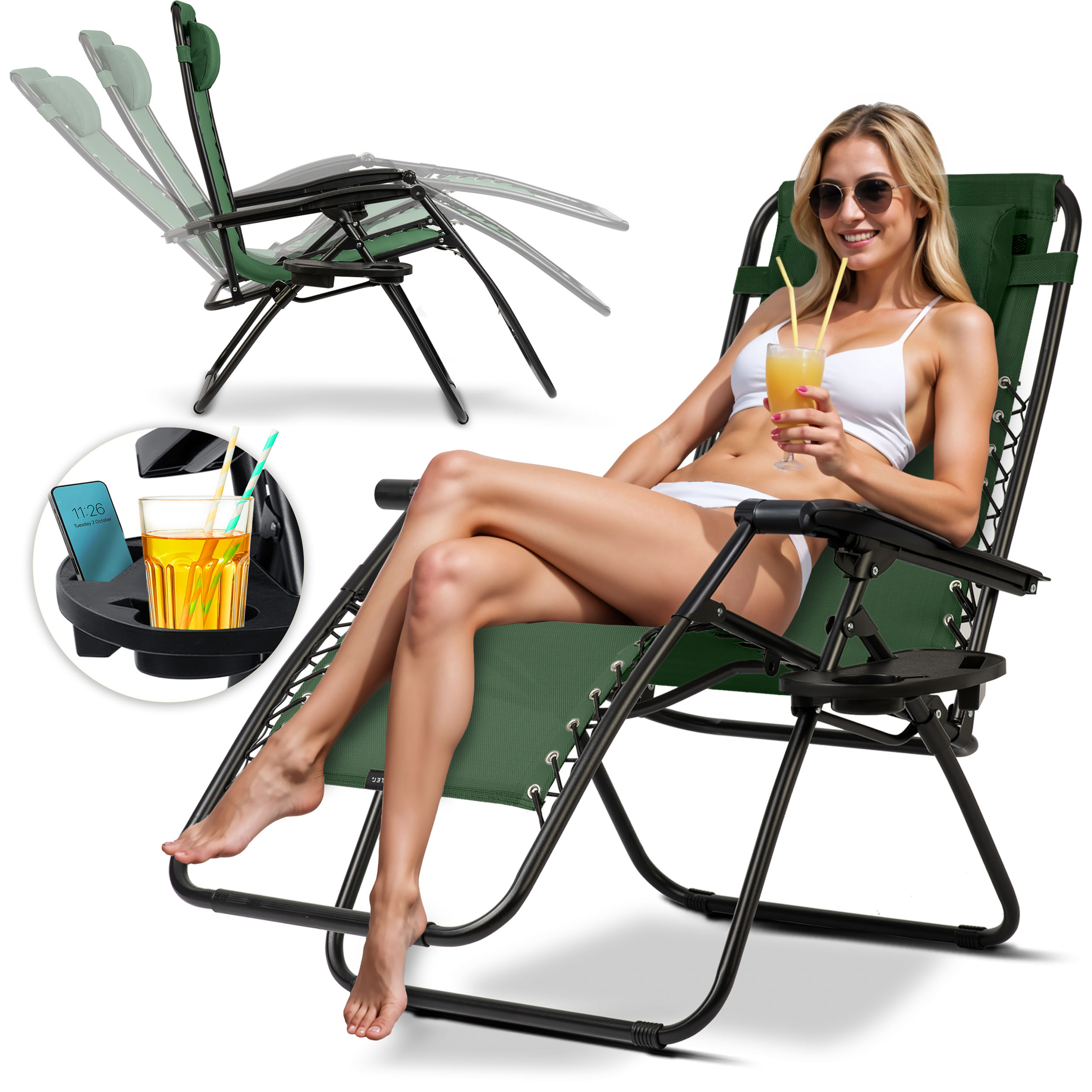 Składany leżak ogrodowy plażowy grawitacyjny fotel na taras do ogrodu Sofotel