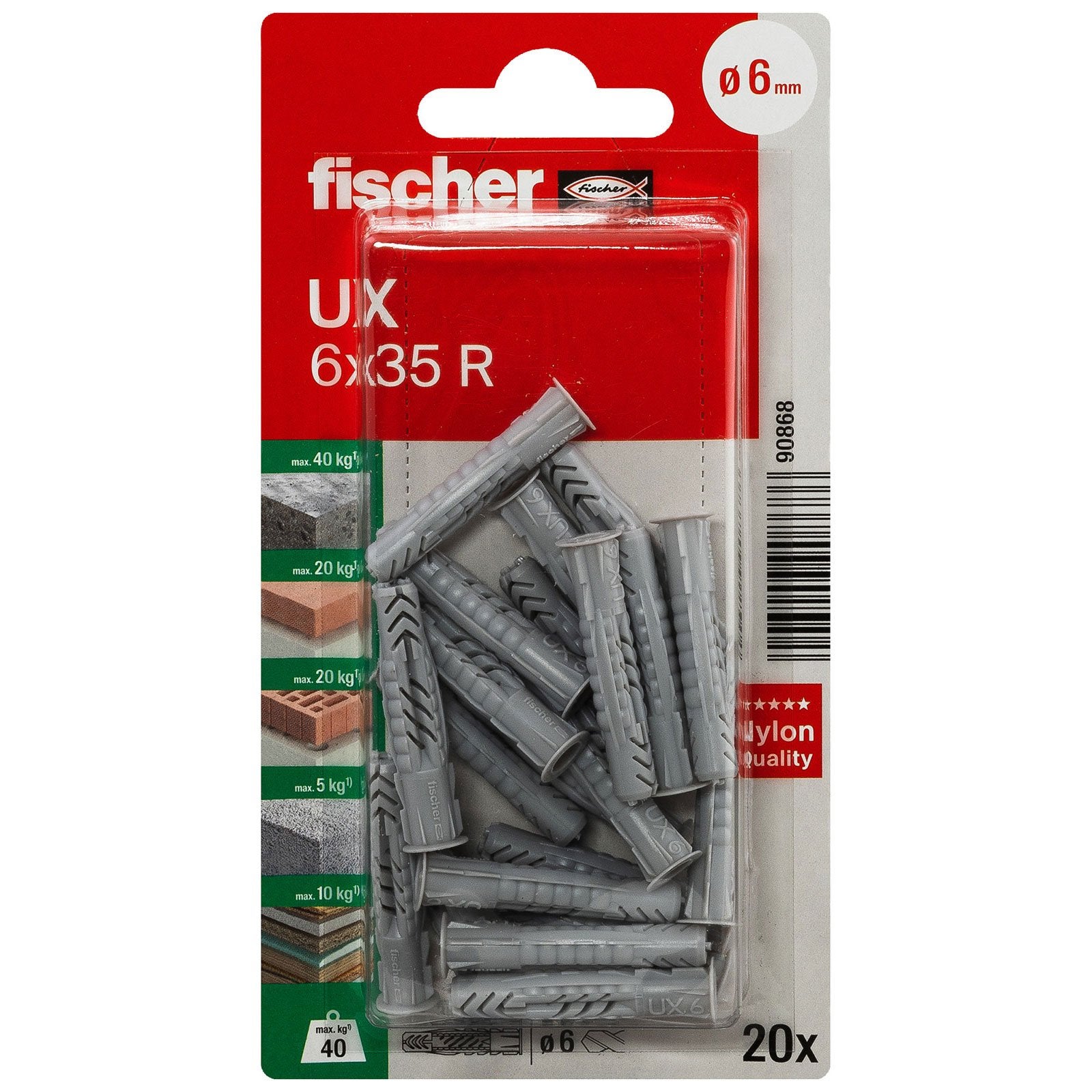 Fischer 090868 UX 6 x 35 R K NV Cheville universelle 35 mm 1 set - 5