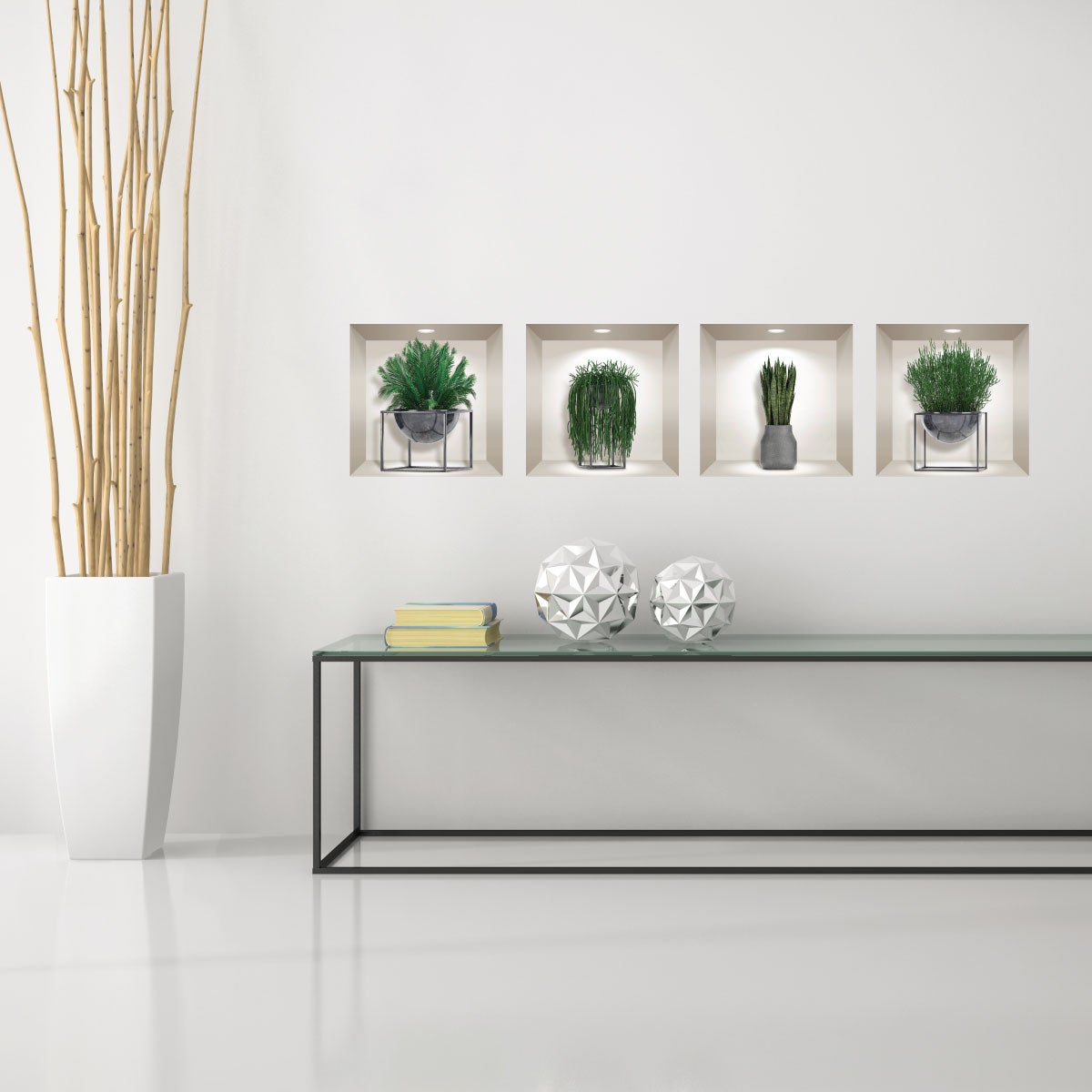 Adesivo effetto 3D succulente - Sticker adesivo - adesivi murali - 80x80cm - 3