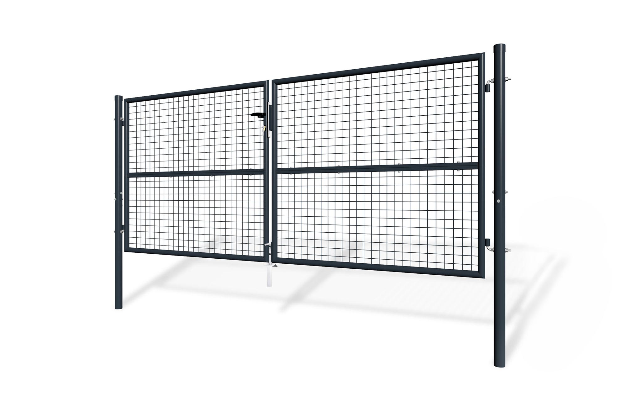 Portail battant grillagé 3m OLGA H.130cm Gris - 3