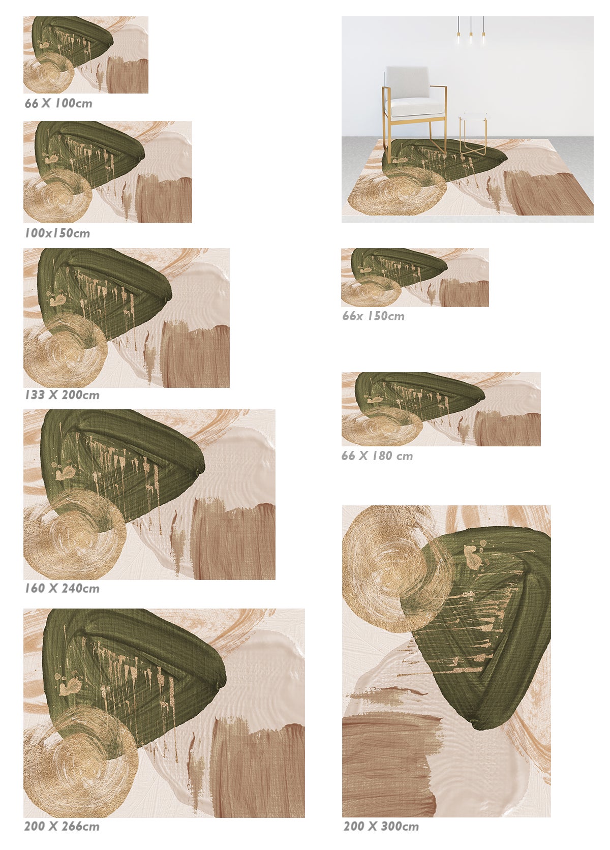 Tapis antidérapant en vinyle ÓLEO 3 66x150 cm - PVC imprimé, lavable, ignifuge, pour le salon et la cuisine, style abstrait - 4