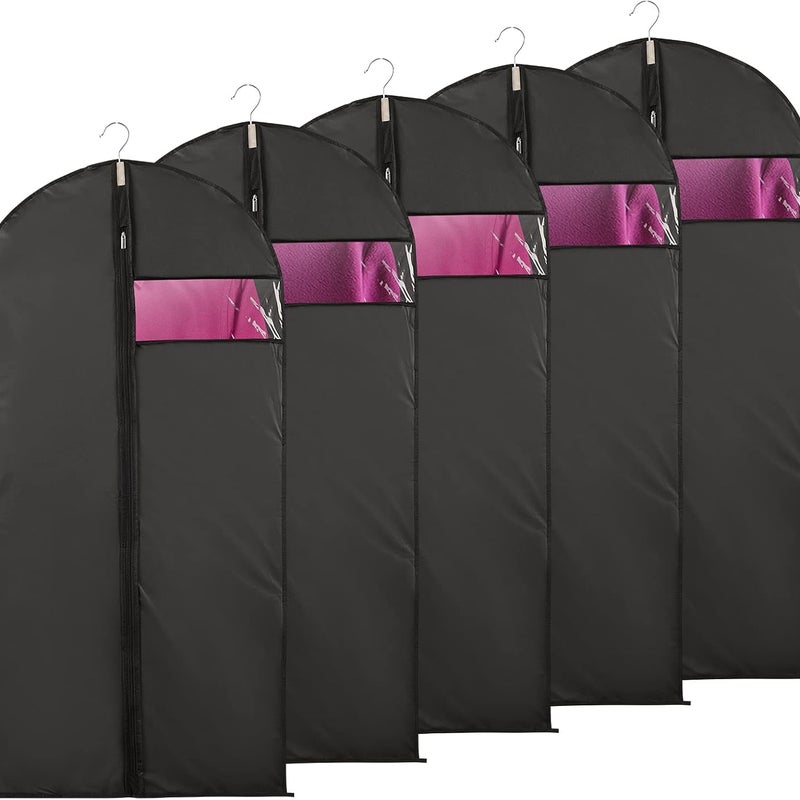 Zestaw 5 pokrowców na ubrania 60x100 cm z przezroczystym okienkiem, widocznym pokryciem na kurtki i garnitury, pyłoszczelne, wodoodporne, odporne na m