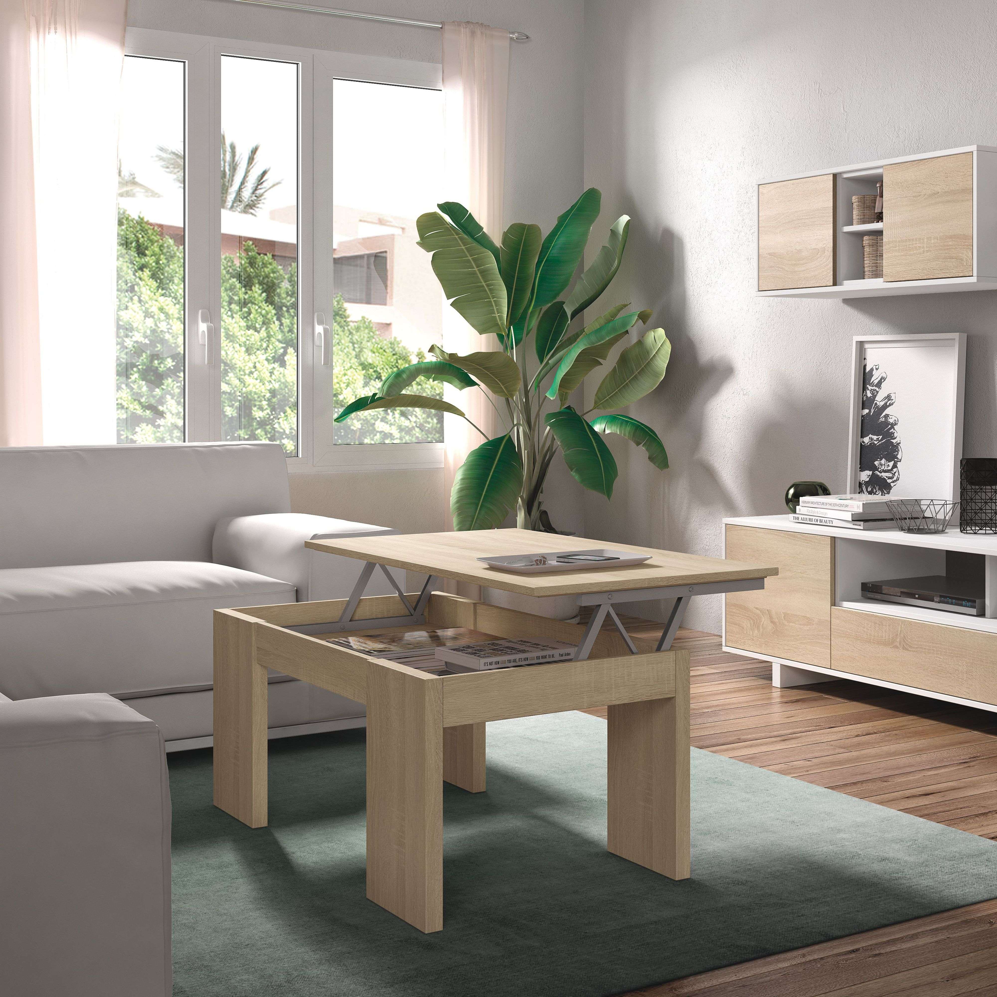 MESA DE CENTRO ELEVATÓRIA 43X100X50 CM CARVALHO CANADIANO - 7